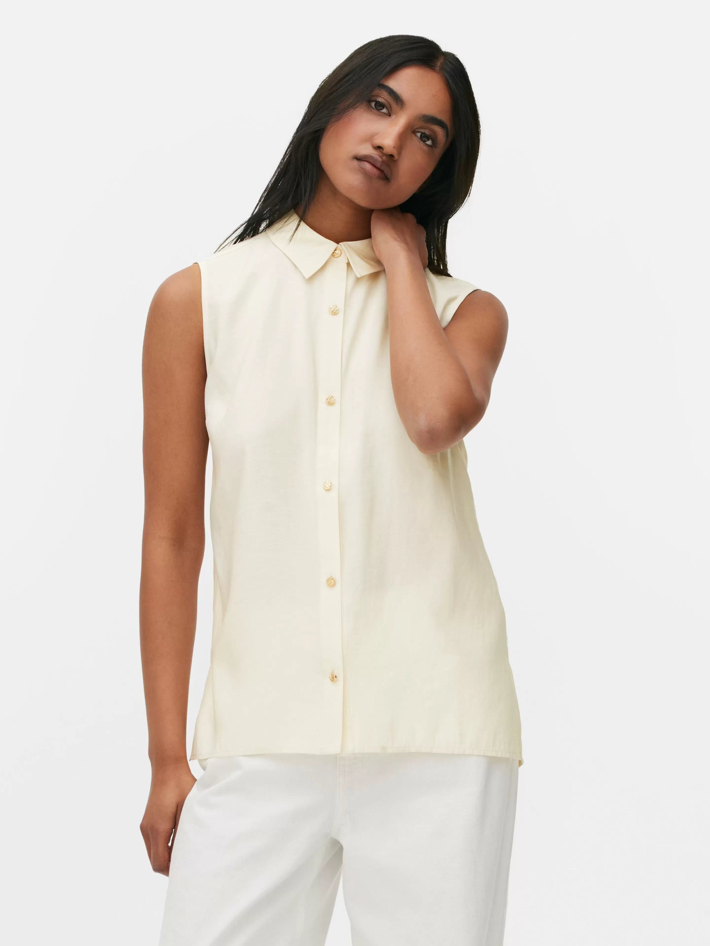 Blusa Primark senza maniche con bottoni avorio - Camicie e top eleganti per ogni occasione