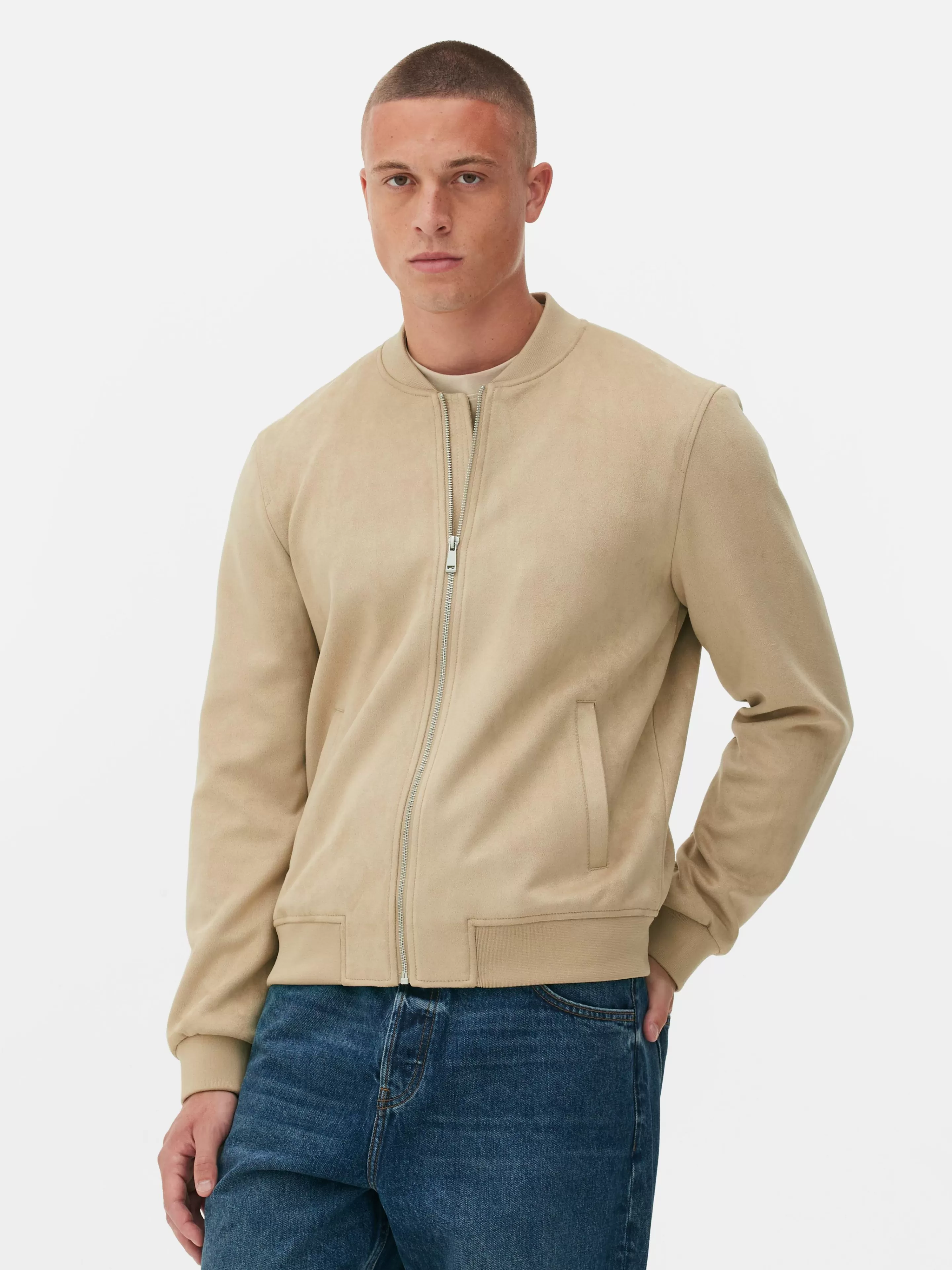 Primark Giubbotto Bomber Effetto Camoscio - Stile Casual in Marrone Chiaro