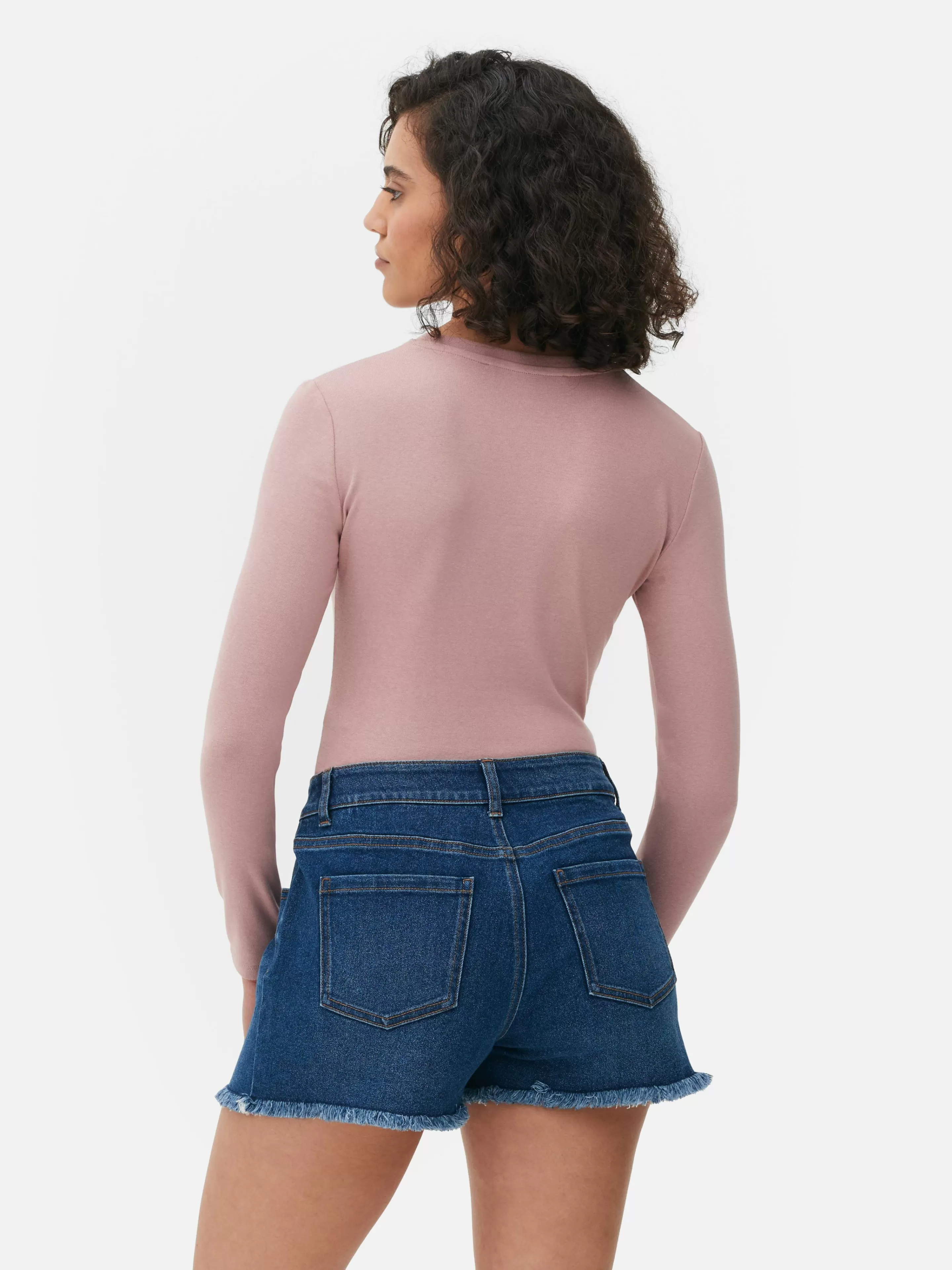 Primark - Body in Tessuto Canalé Morbido, Rosa Chiaro - T-Shirt Confortevole