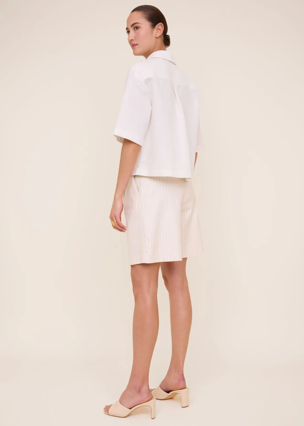 VANILIA Camicia oversize in tessuto misto lino - Beige naturale - Edizione limitata in esaurimento