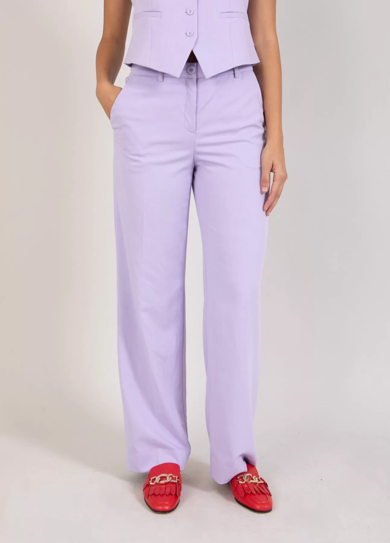 Pantaloni Donna Coster Copenhagen - Gamba Larga Comoda in Tessuto Elasticizzato per Stile Casual e Moderno