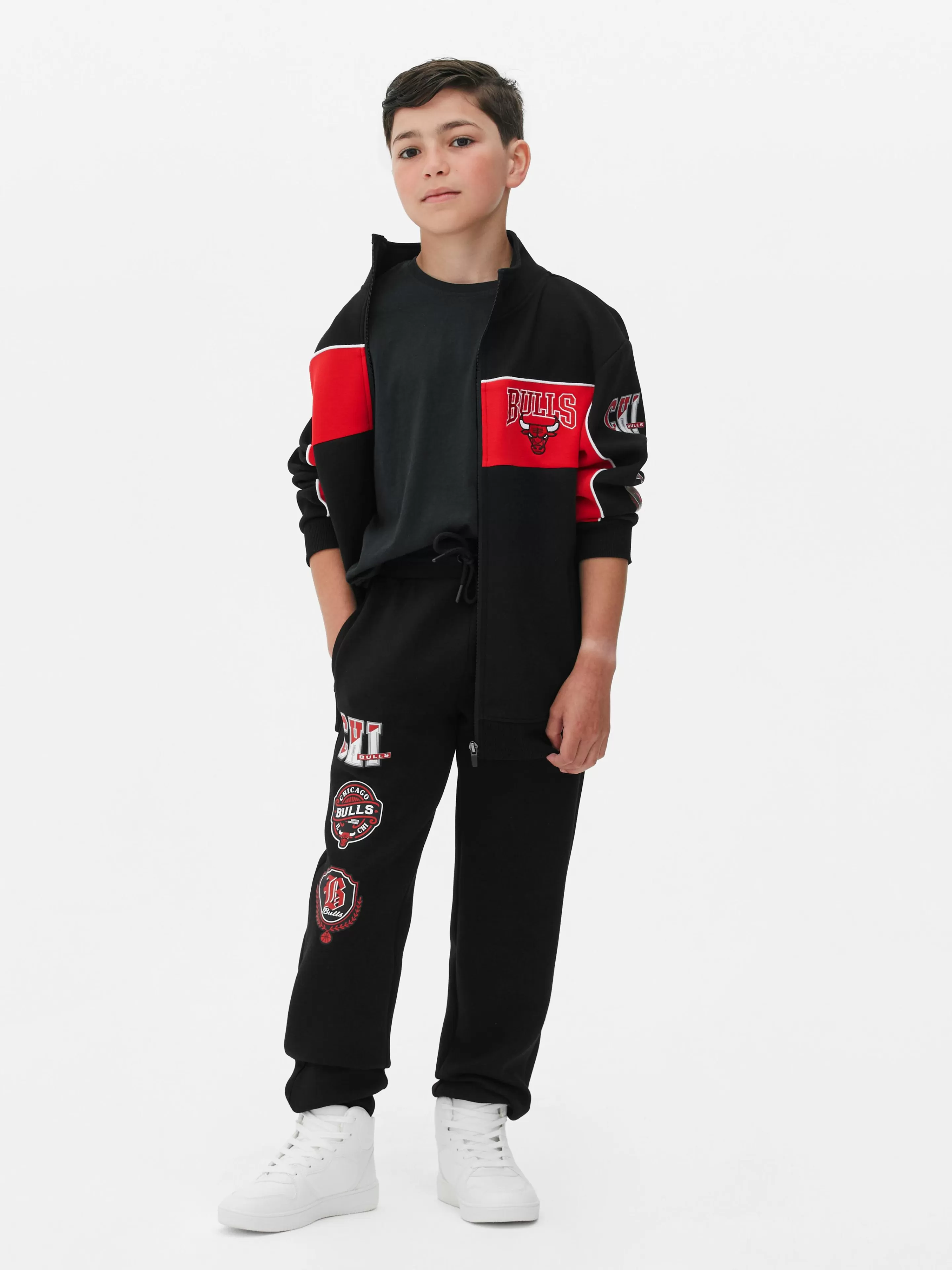 Pantaloni Sportivi Uomo Chicago Bulls - Nero con Lacci Regolabili, Moda Casual Primark 

（：＊，。，