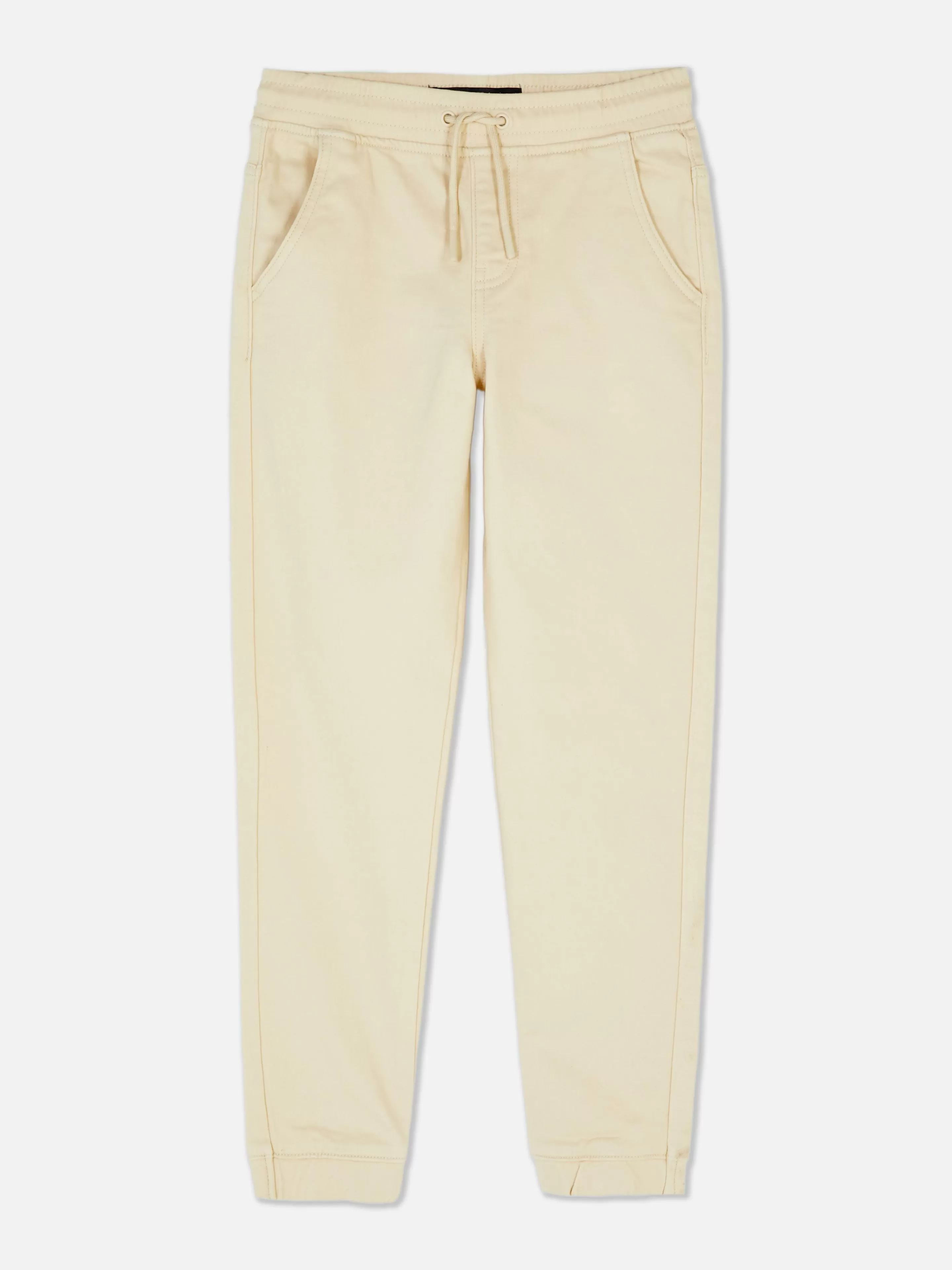 Primark Pantaloni Jogger in Denim Comodi con Cinturino Regolabile - Tinta Naturale per Look Casual