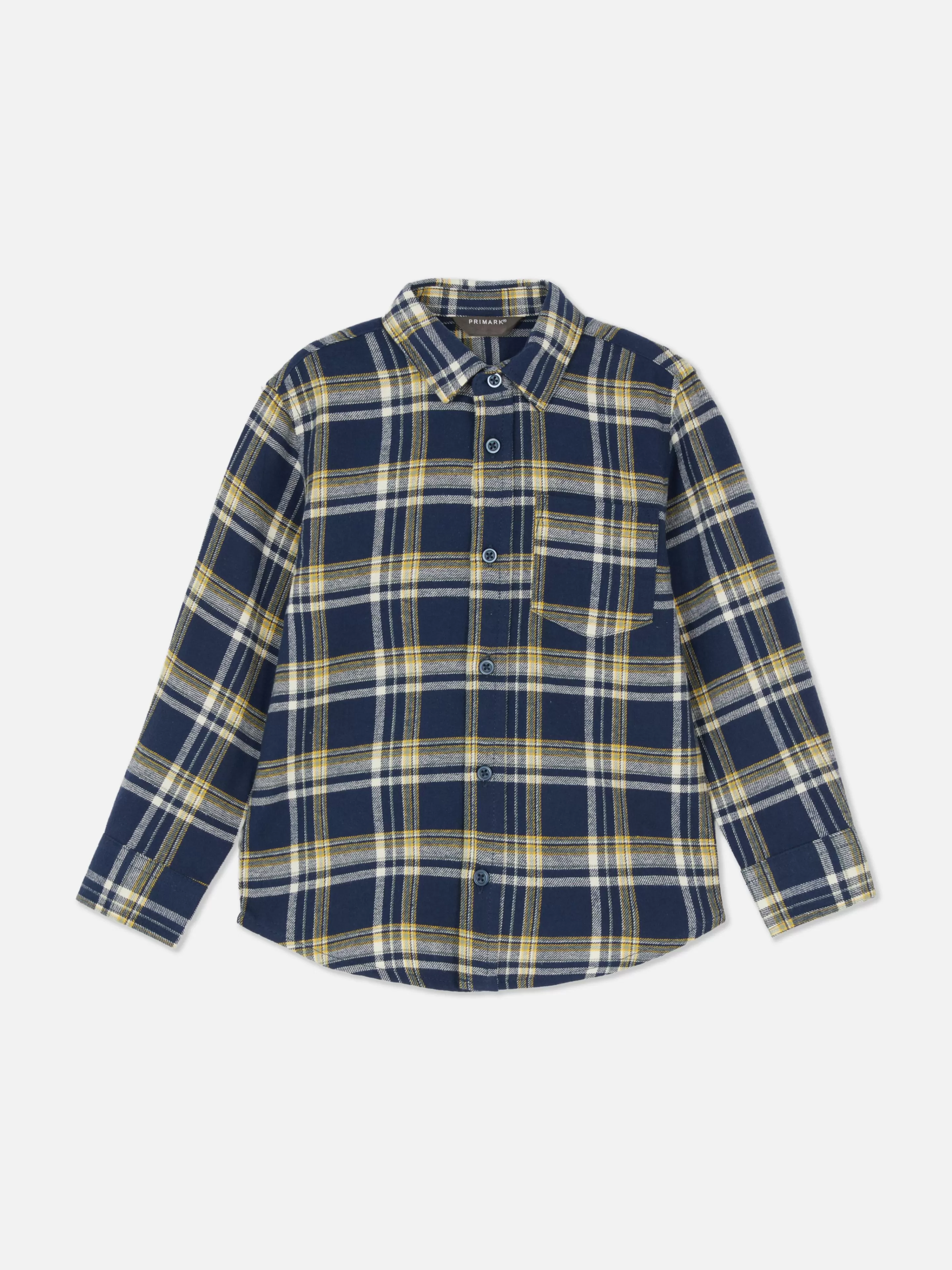 Camicia Casual PRIMARK® in Cotone a Manica Lunga - Stile Unisex con Motivo a Quadri Blu Marino, Ideale per Look Casual e Ufficio - Taglia X, Confortevole per Tutti i Giorni