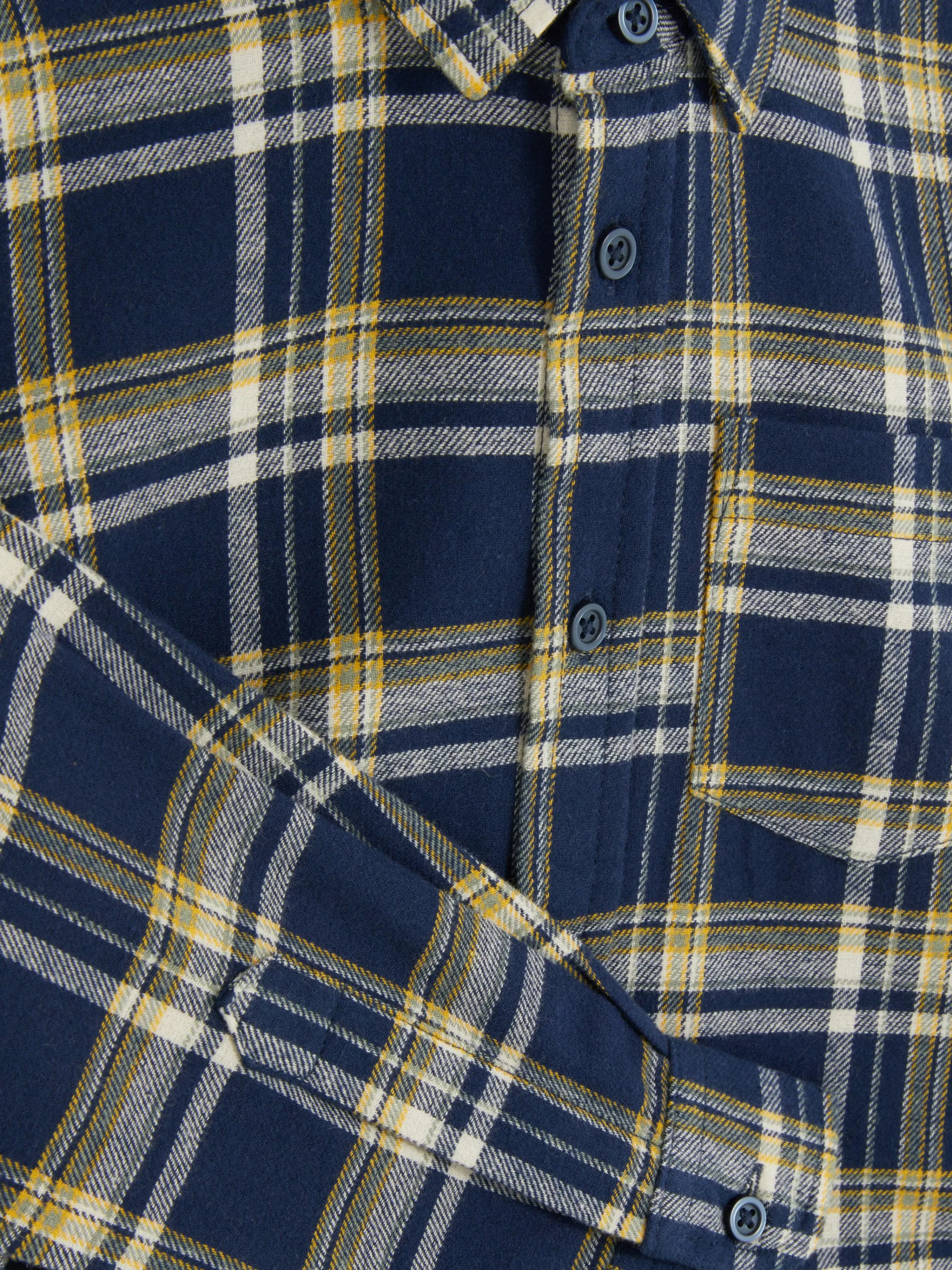 Camicia Casual PRIMARK® in Cotone a Manica Lunga - Stile Unisex con Motivo a Quadri Blu Marino, Ideale per Look Casual e Ufficio - Taglia X, Confortevole per Tutti i Giorni