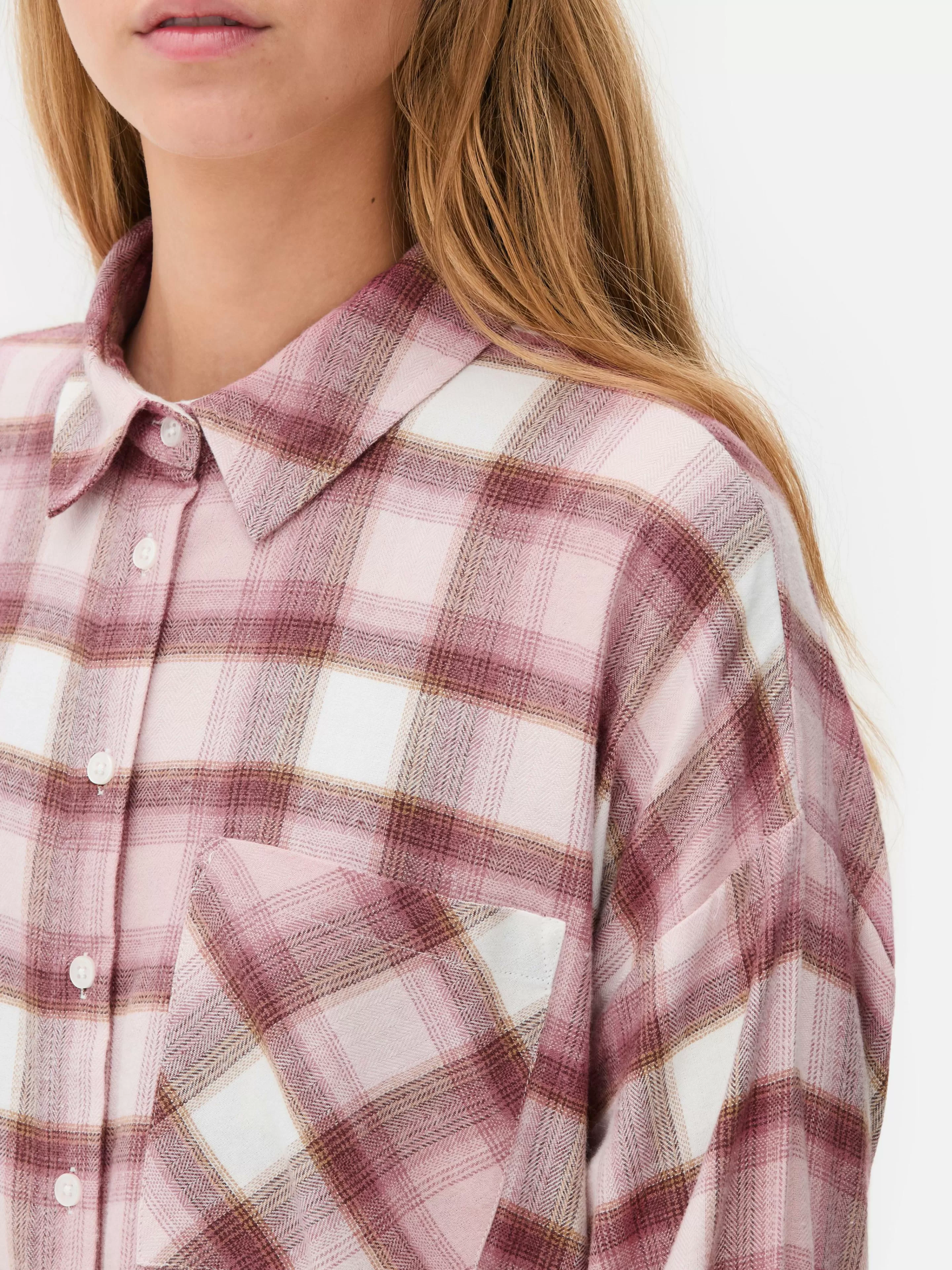 Primark Camicia Oversize Rosa a Quadri - Stile Casual Comodo per Tutto il Giorno