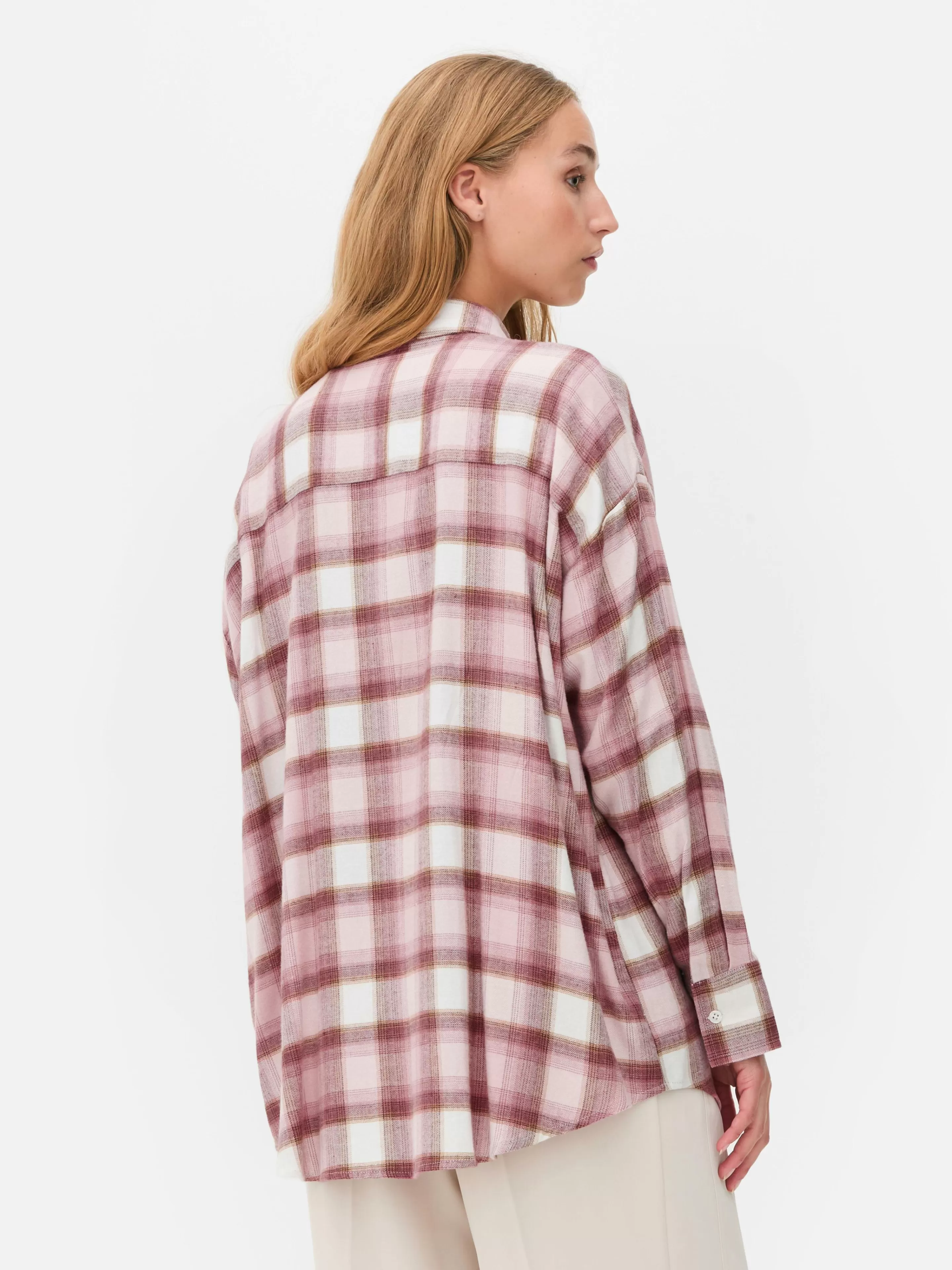 Primark Camicia Oversize Rosa a Quadri - Stile Casual Comodo per Tutto il Giorno