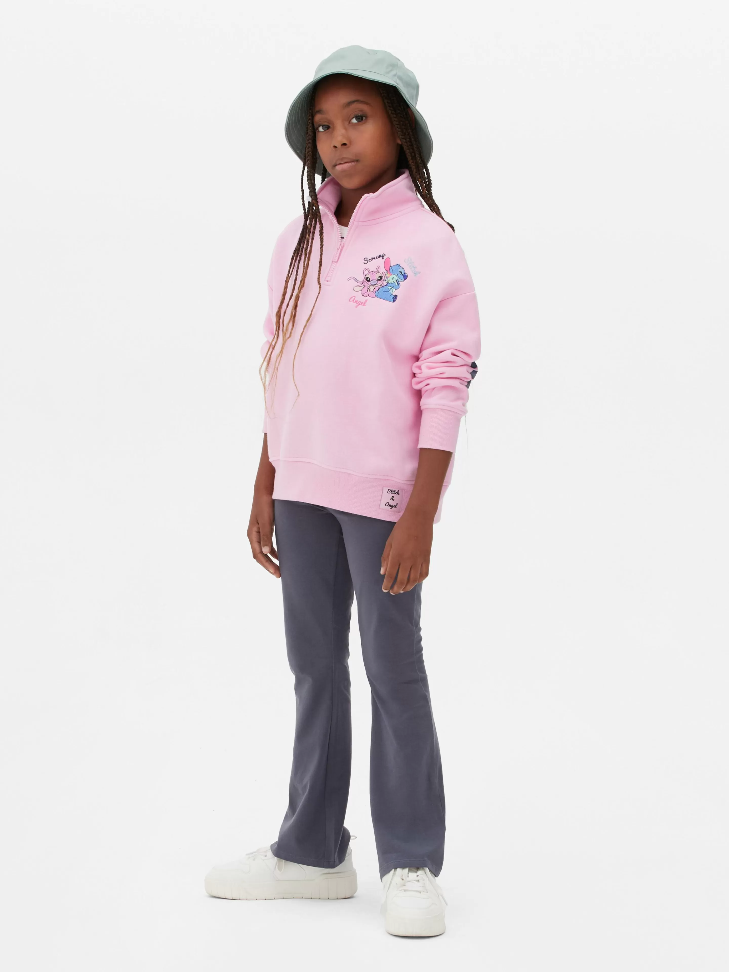 Felpa Unisex Disney Stitch e Angel - Mezza Zip Rosa, Disponibile con o Senza Cappuccio | Collezione Primark