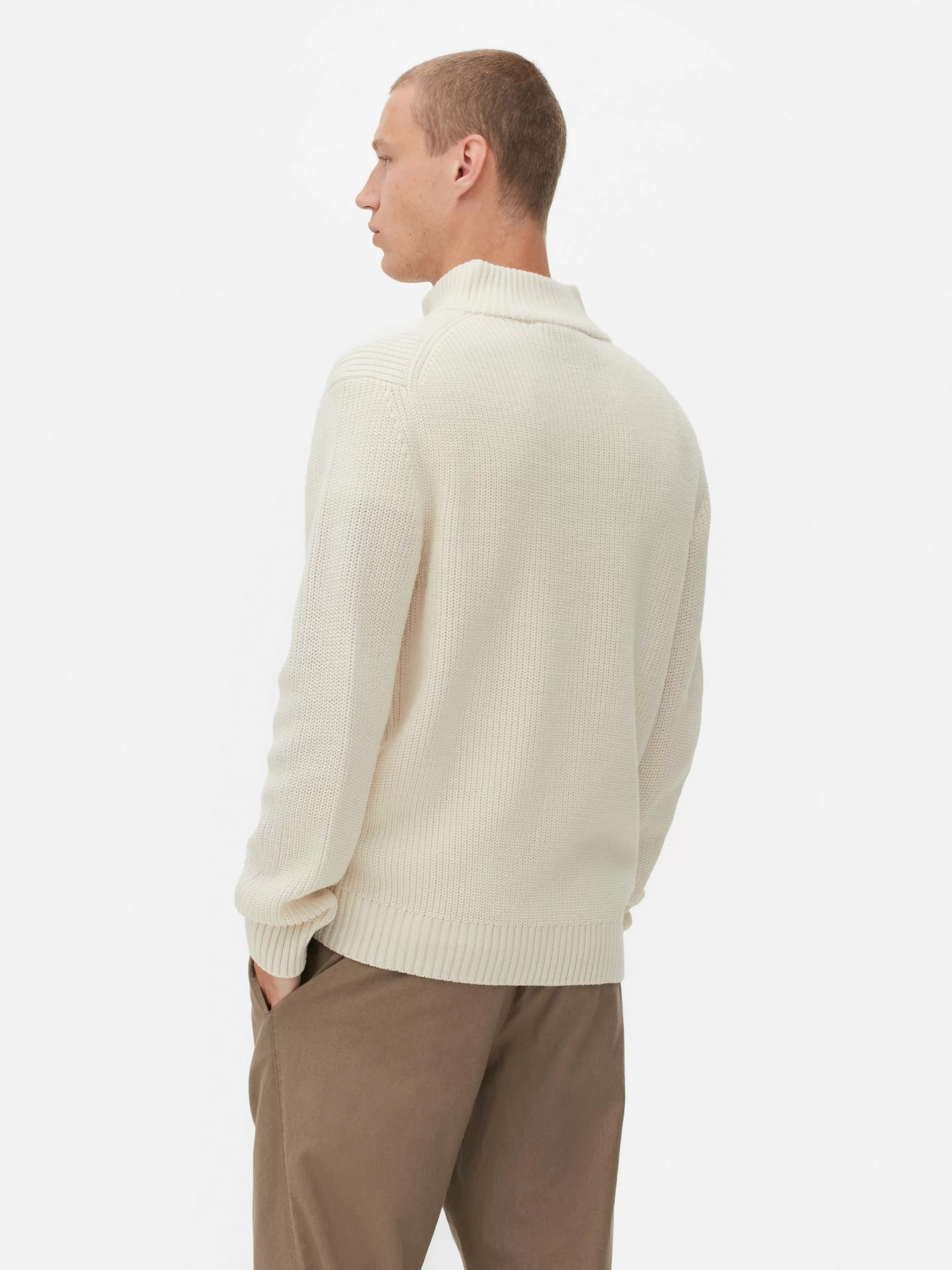 Maglioni e Cappotti in Maglia Primark - Mezza Zip con Design a Coste, Colore Avio Confortevole