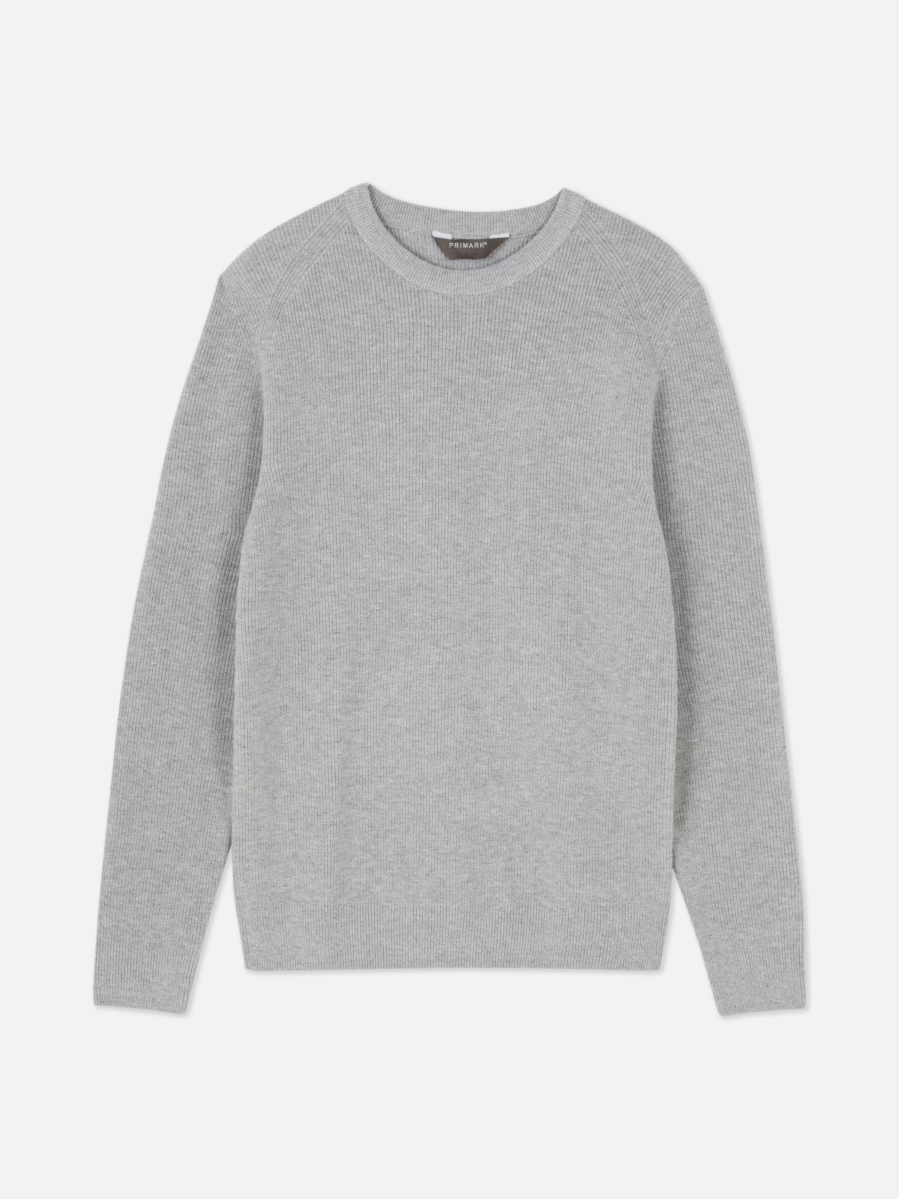 Primark Maglione in Puro Cotone con Scollo Tondo e Design a Righe - Grigio Antracite Elegante per Look Casual e Confortevole