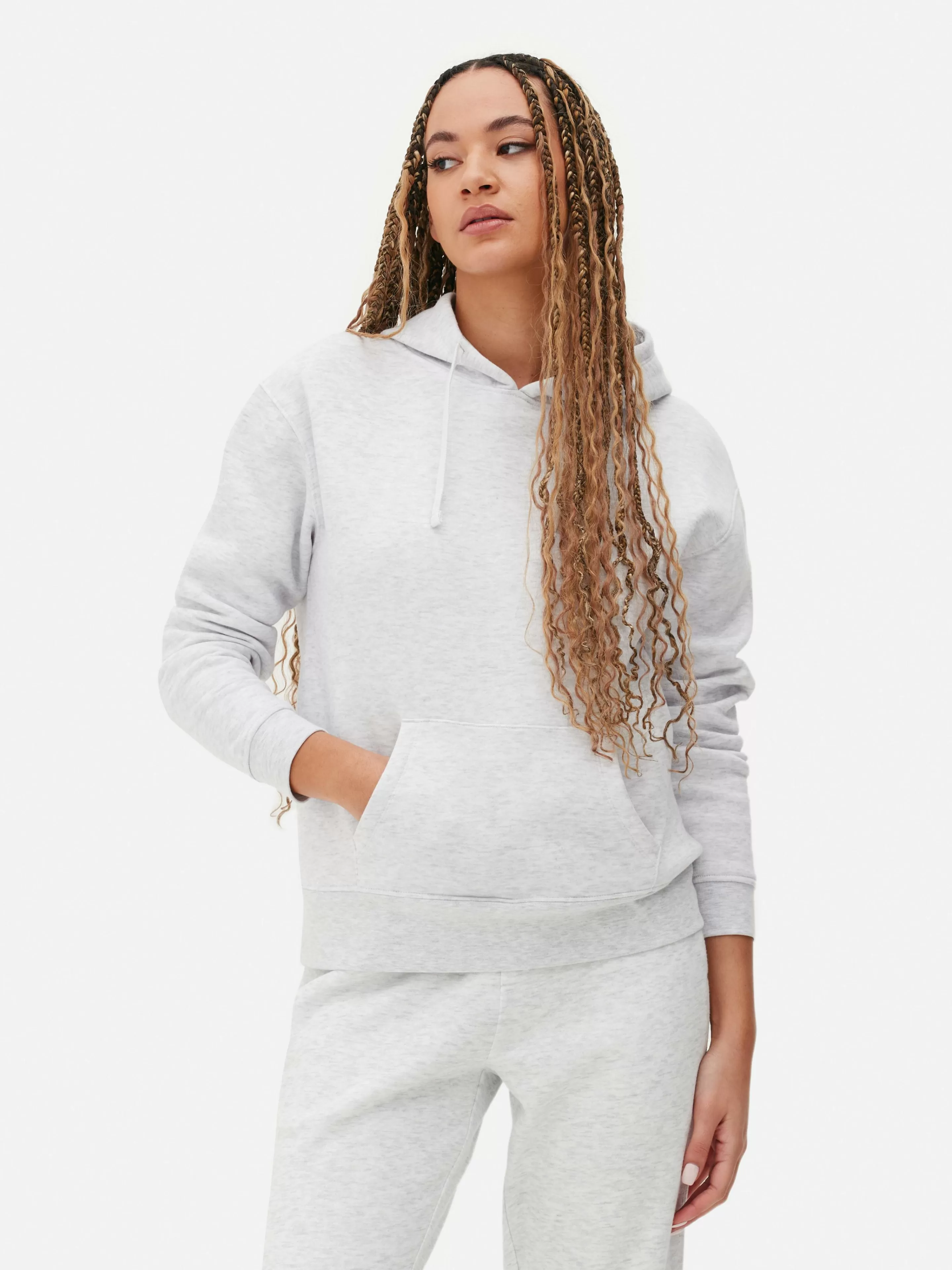 Felpa Unisex Primark con Cappuccio - Design Essenziale in Grigio Marmorizzato e Dettaglio Cordini