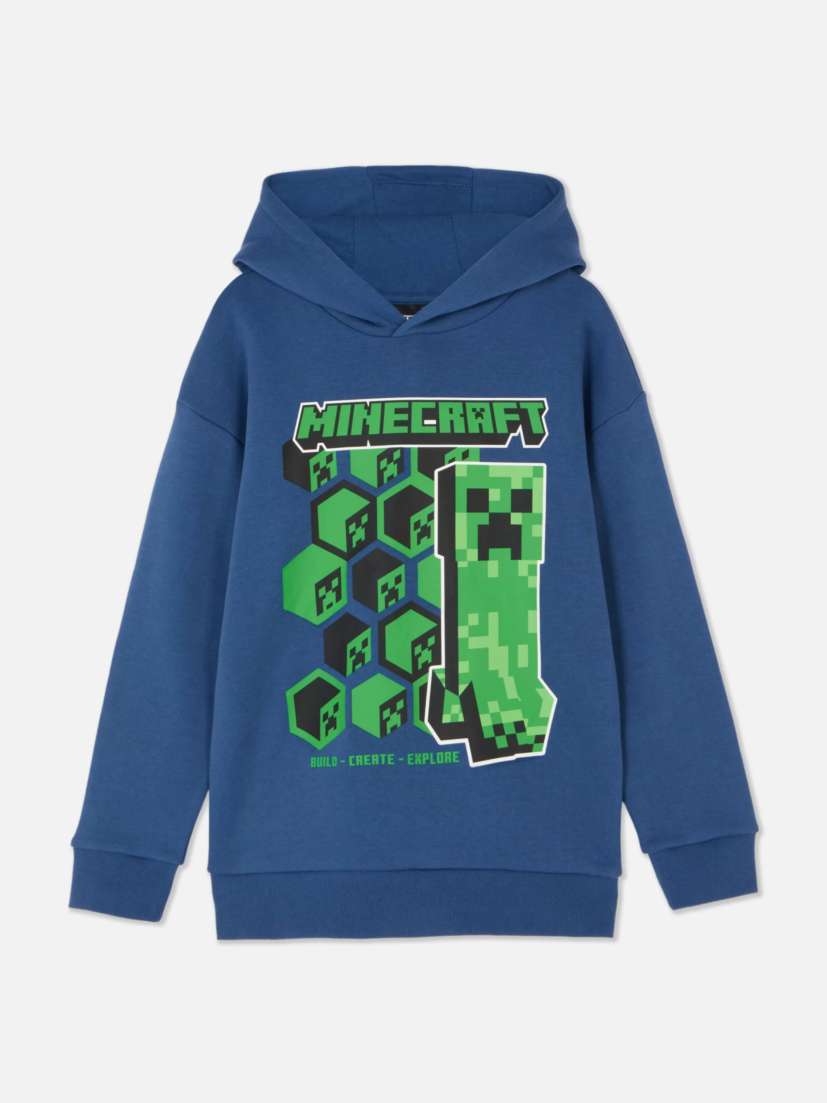 Primark Felpa Unisex con Cappuccio Stile Minecraft Creeper, Blu Scuro - Comoda e Ideale per l'Inverno