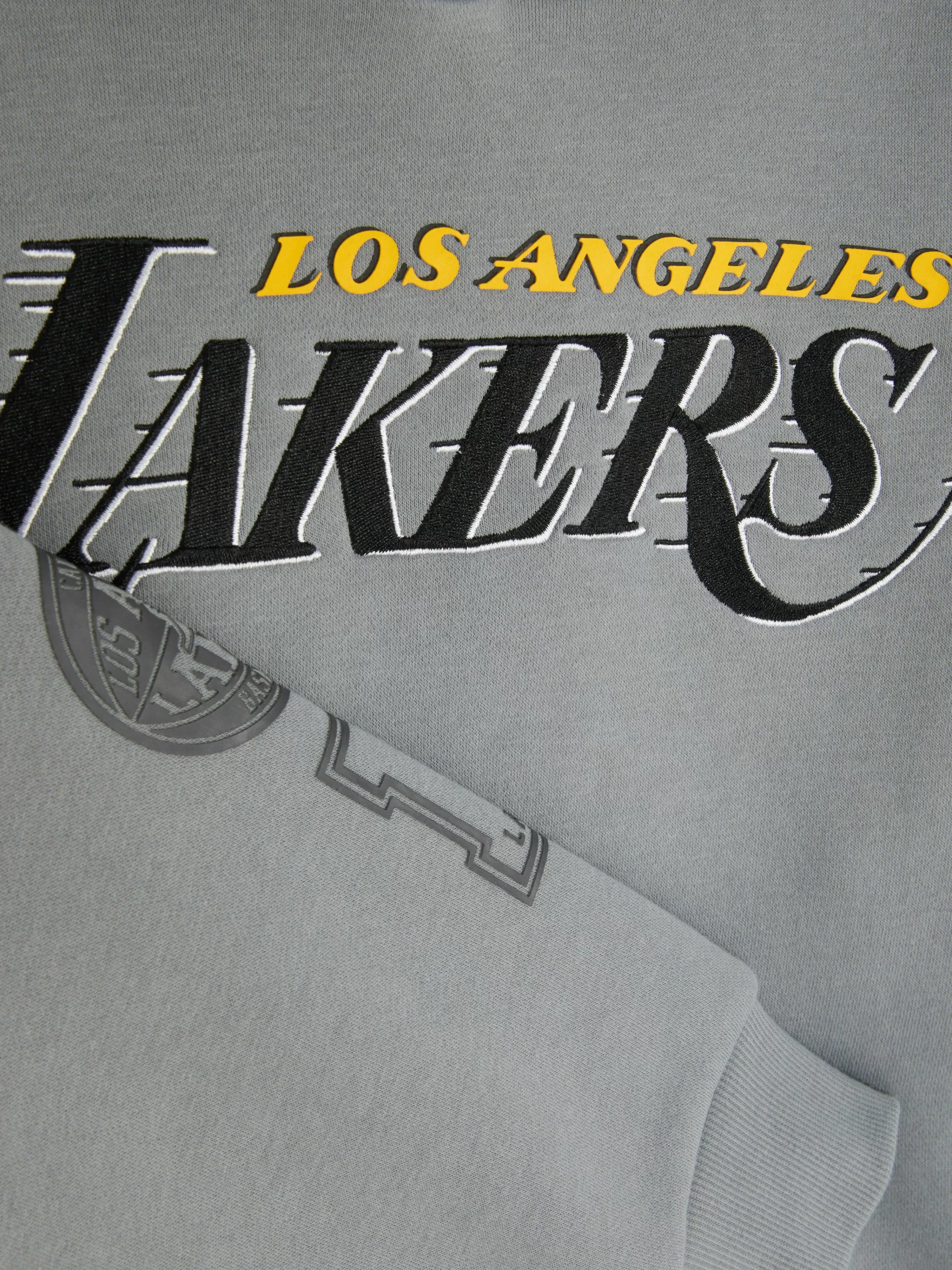 Primark Felpa NBA Los Angeles Lakers con Cappuccio - Stile Casual in Grigio Scuro, Perfetta per Allenamento o Tempo Libero