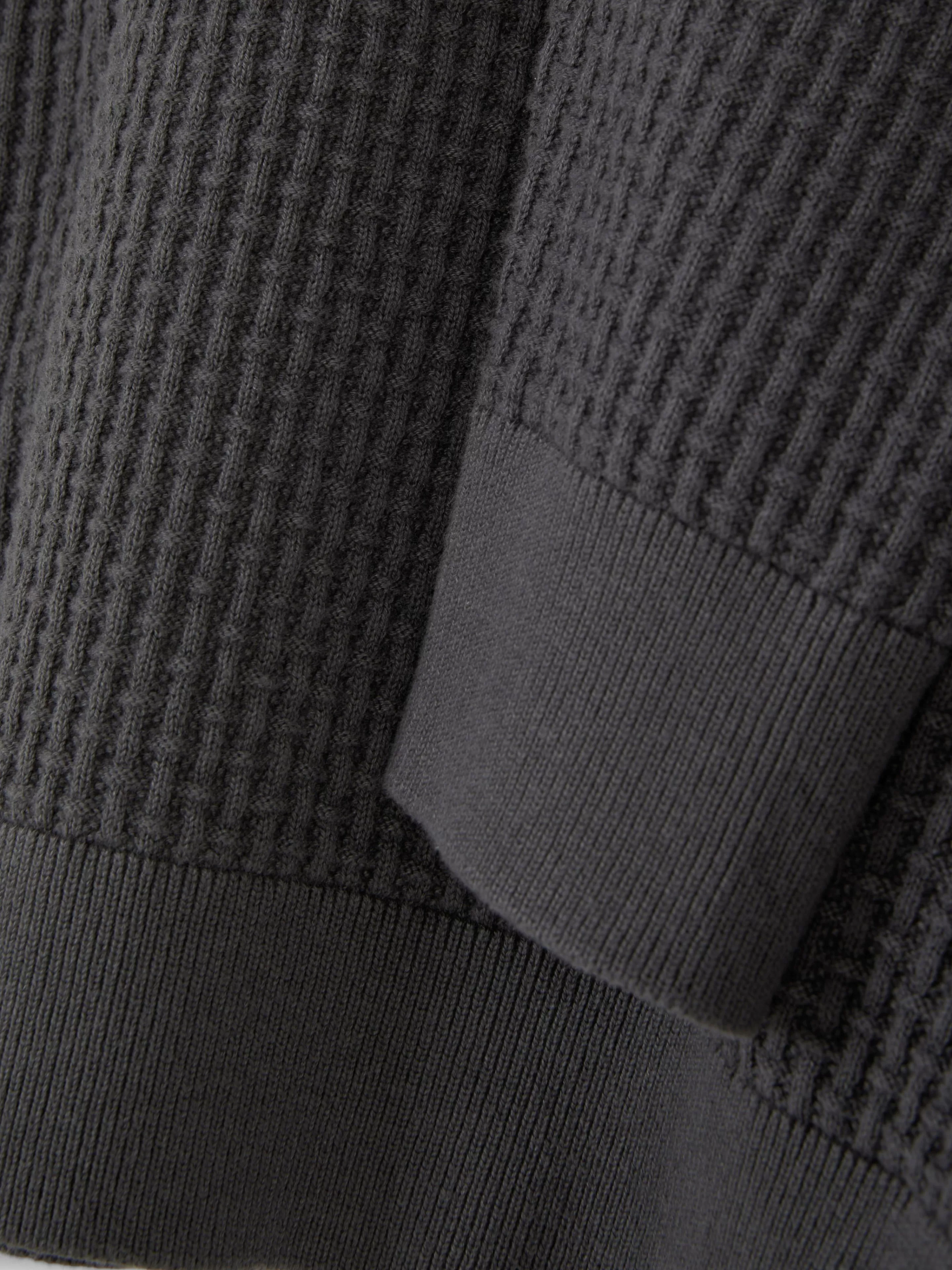 Primark Maglione Casual con Scollo Tondo in Maglia Traforata - Grigio Antracite
