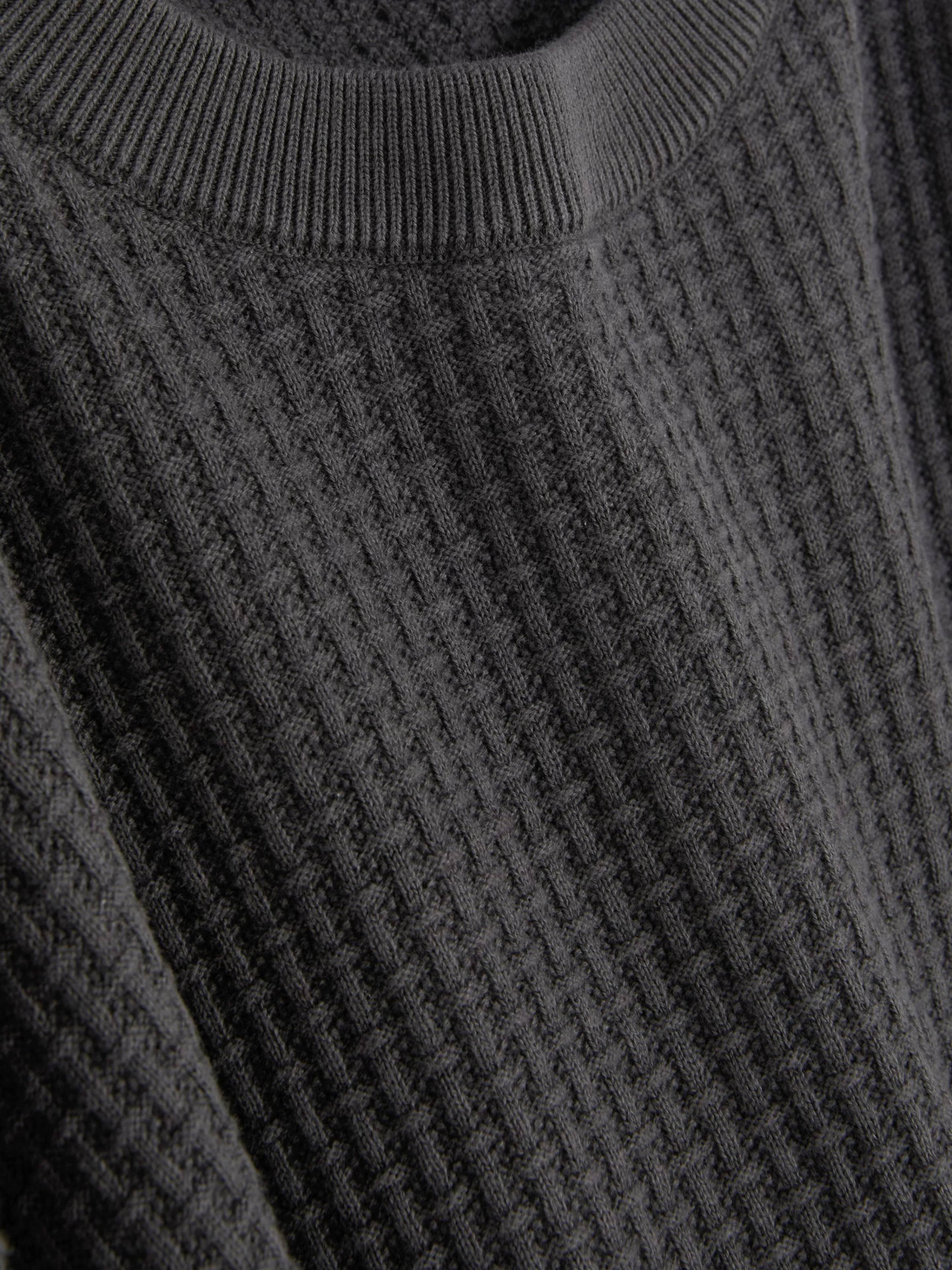 Primark Maglione Casual con Scollo Tondo in Maglia Traforata - Grigio Antracite