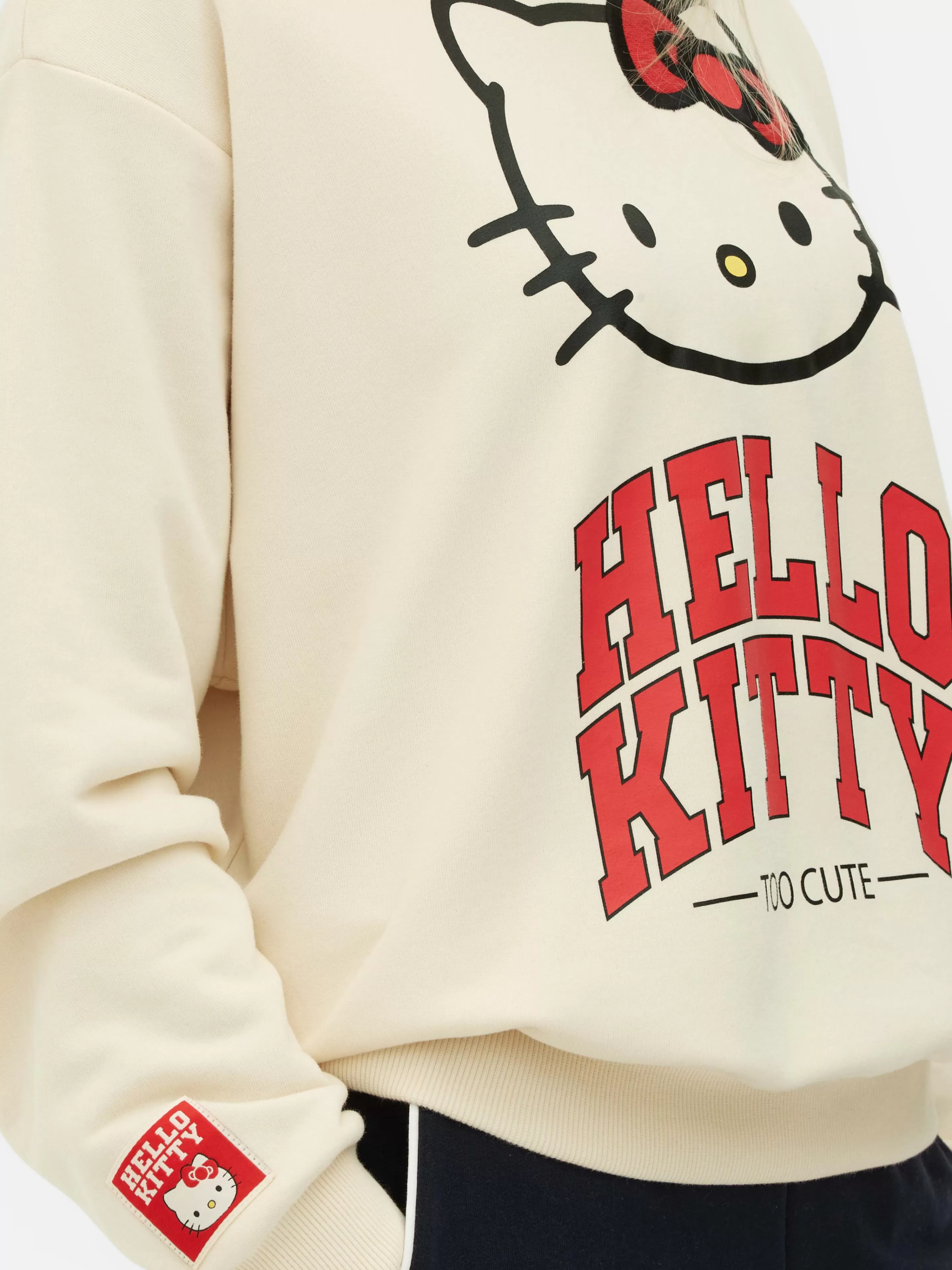 Primark Sportswear - Felpa Unisex Con Cappuccio e Zip | Stampa Grafica Hello Kitty | Tessuto Morbido Crema | Per Allenamento e Tempo Libero