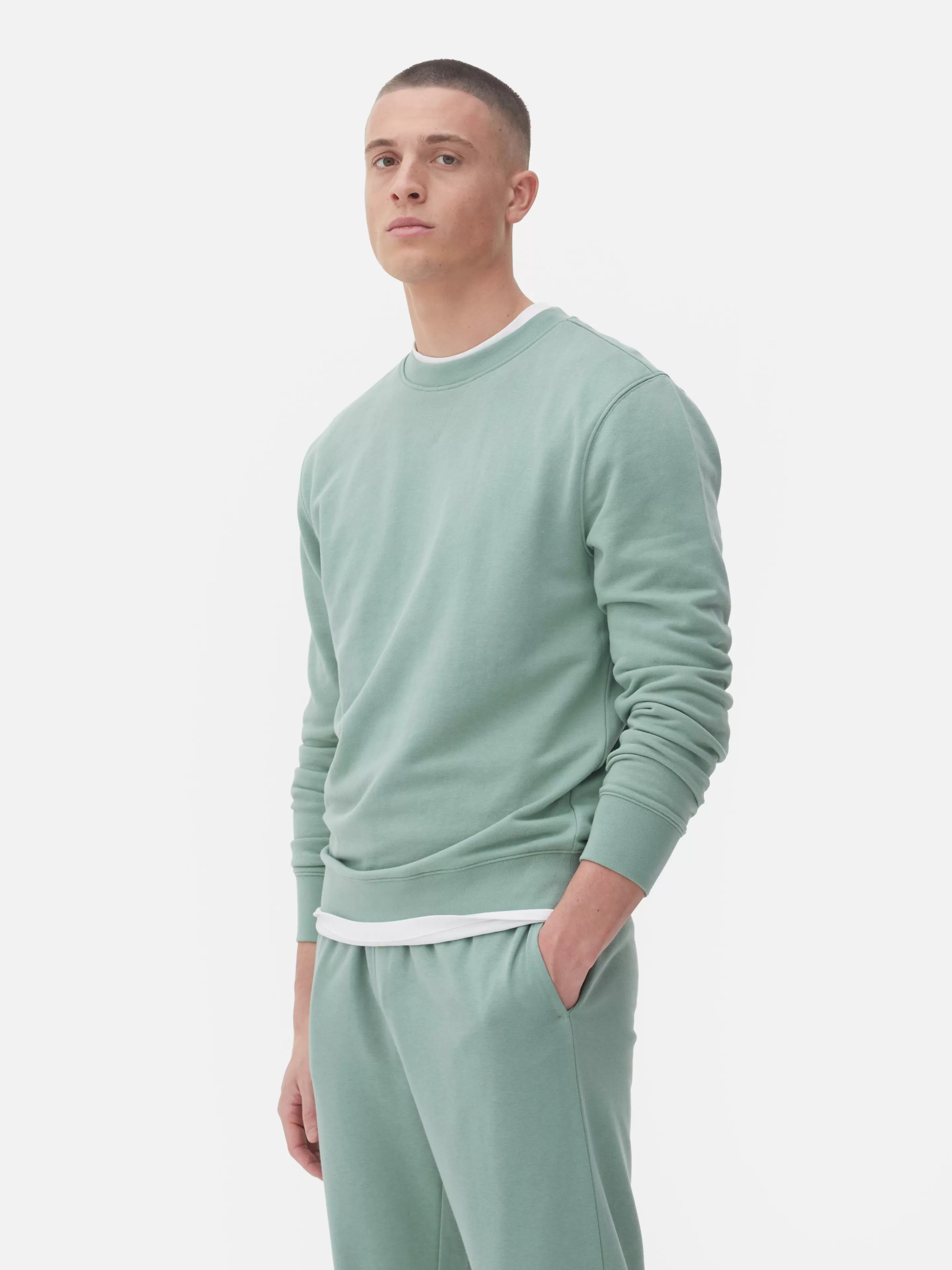Primark - Maglioni Basic con Cappuccio o Collo Tondo, Verde Naturale