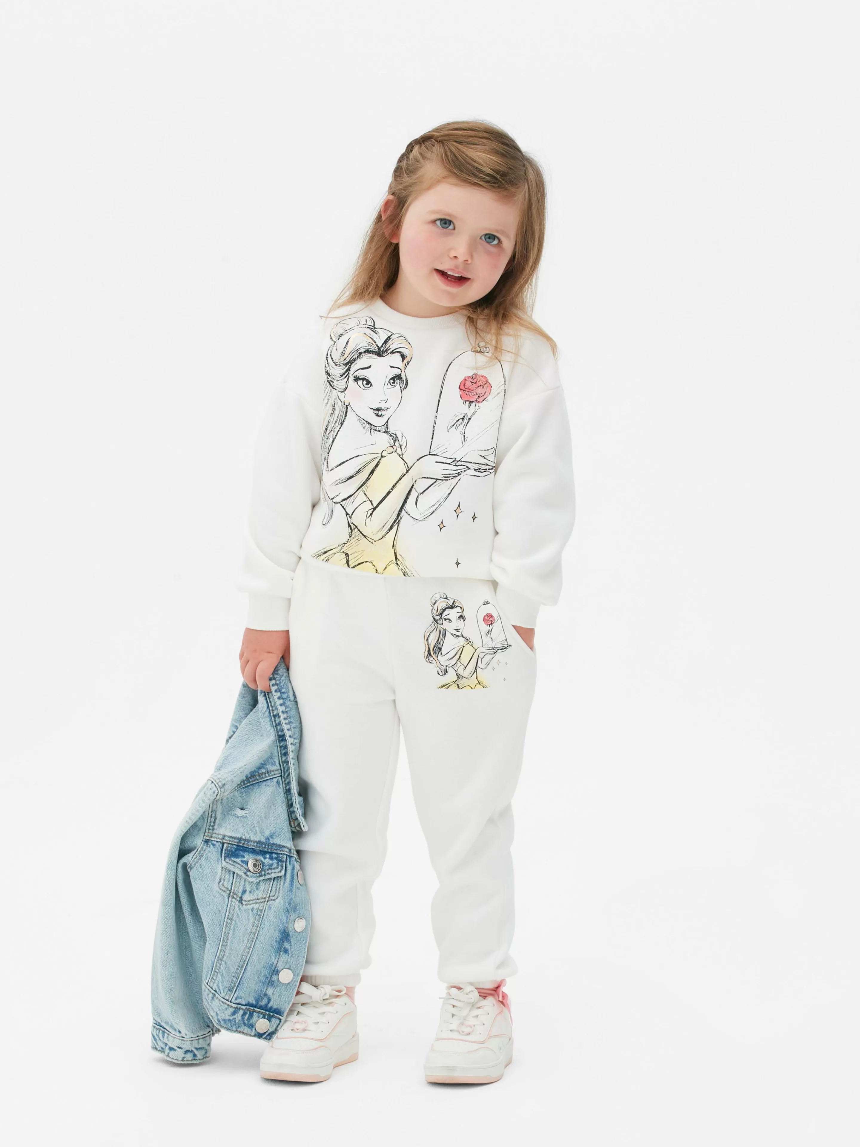 Felpe Donna Con e Senza Cappuccio - Coordinata Disney La Bella e la Bestia Bianca | T-Shirt Grafica Primavera 2024 | Set Casual Primark