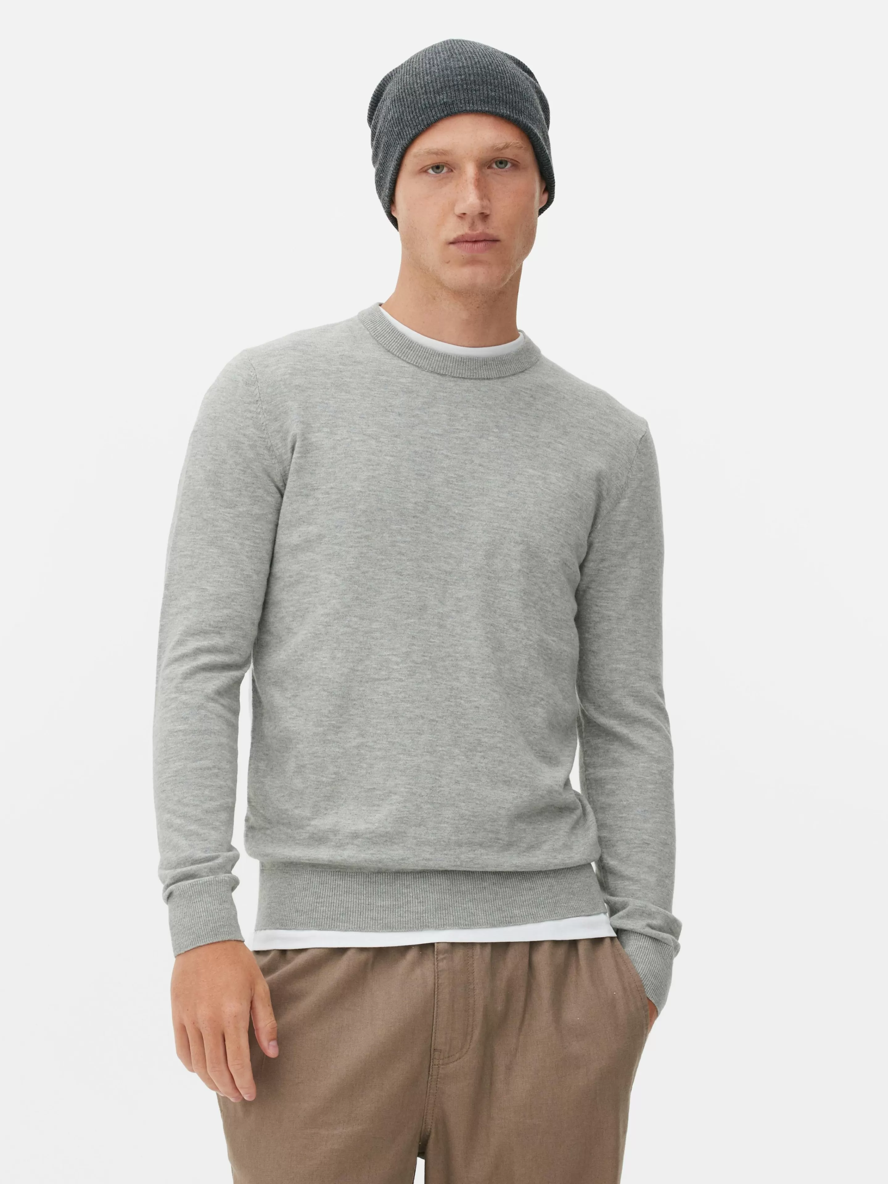 Primark - Maglione Casual in Filo Sottile, Scollo Rotondo Grigio Antracite per Look Minimalista
