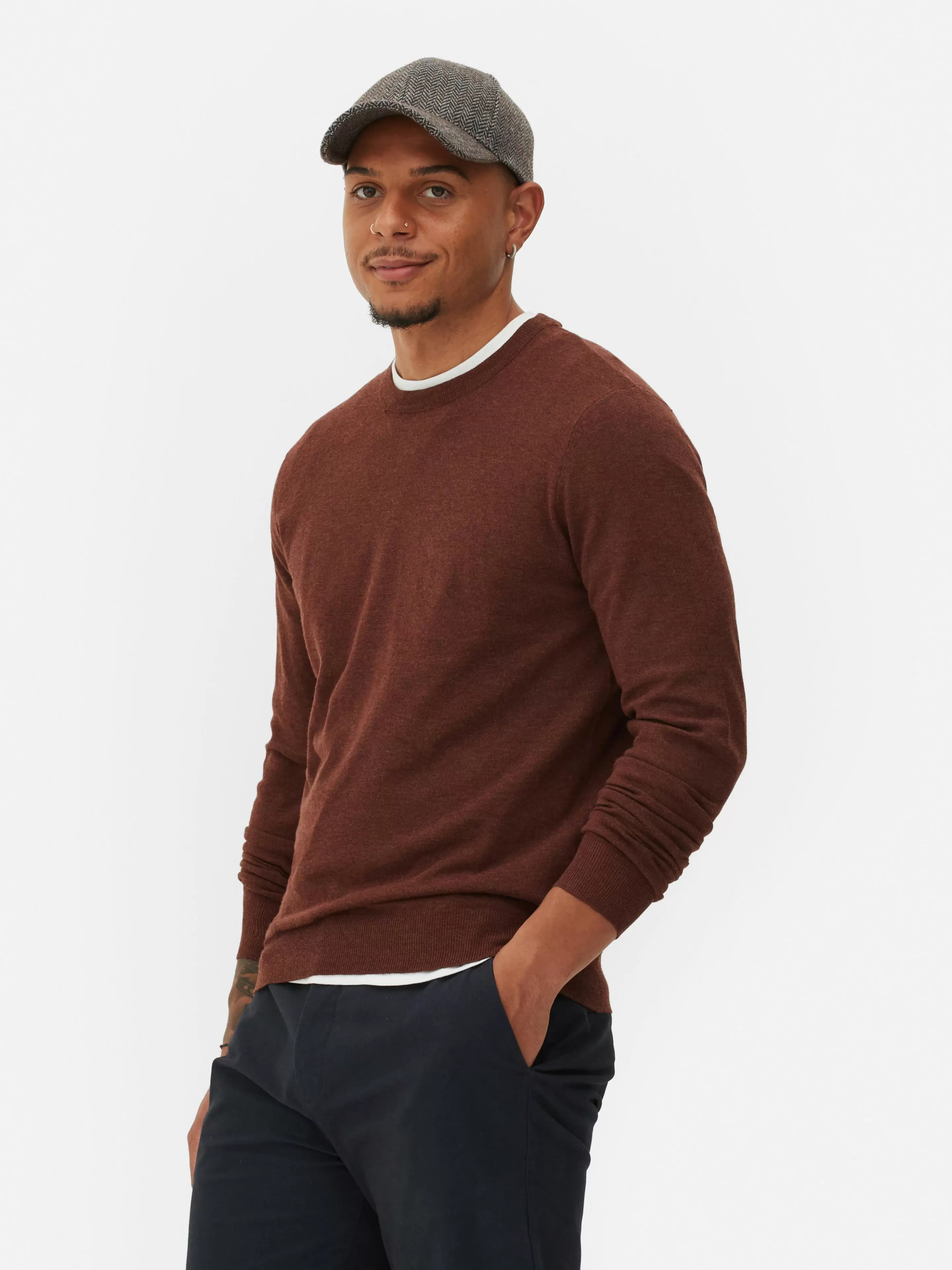 Maglia in Punto Leggero con Collo Tondo - Colore Borgogna, Linea Casual Primark