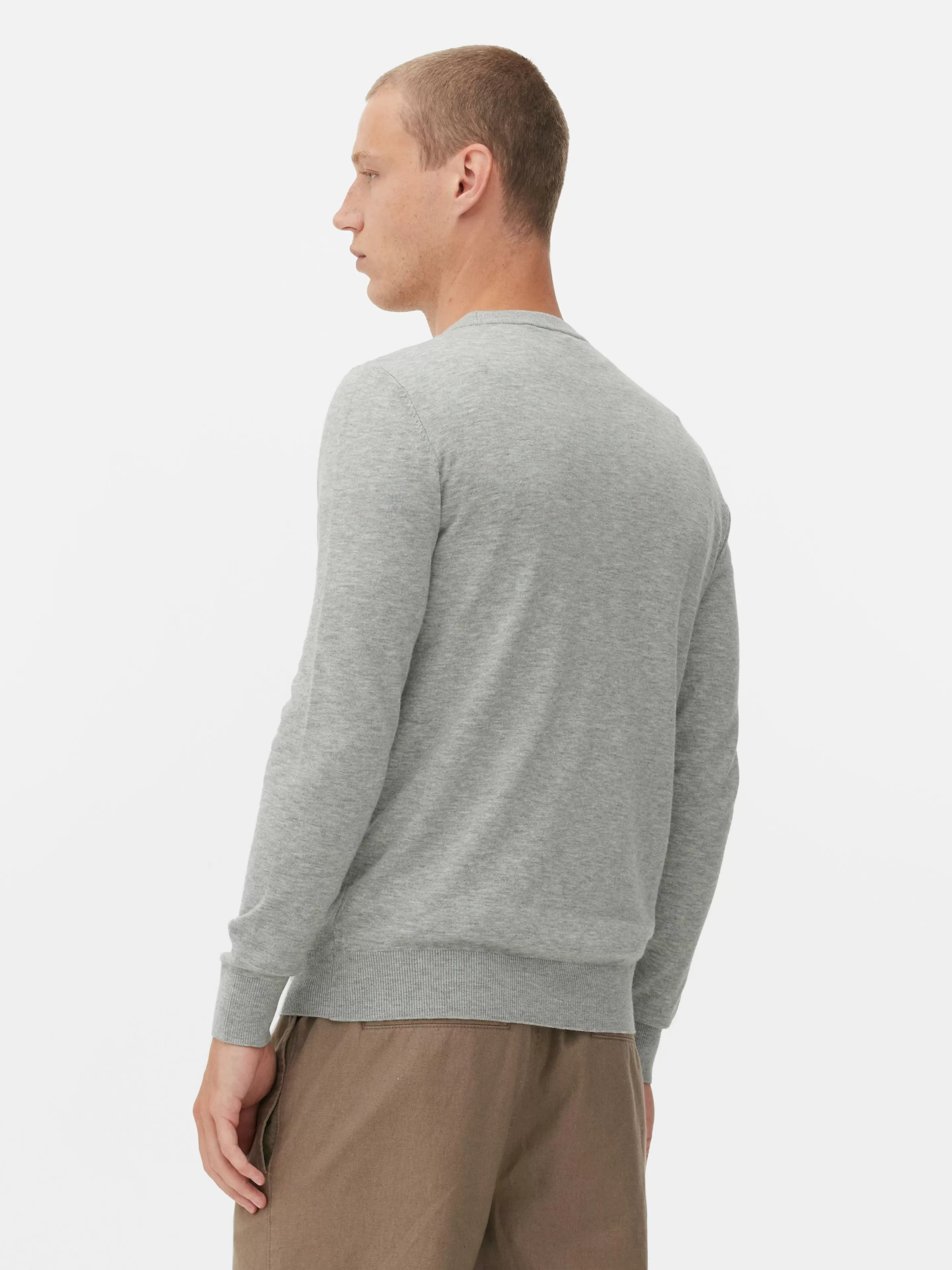 Primark - Maglione Casual in Filo Sottile, Scollo Rotondo Grigio Antracite per Look Minimalista