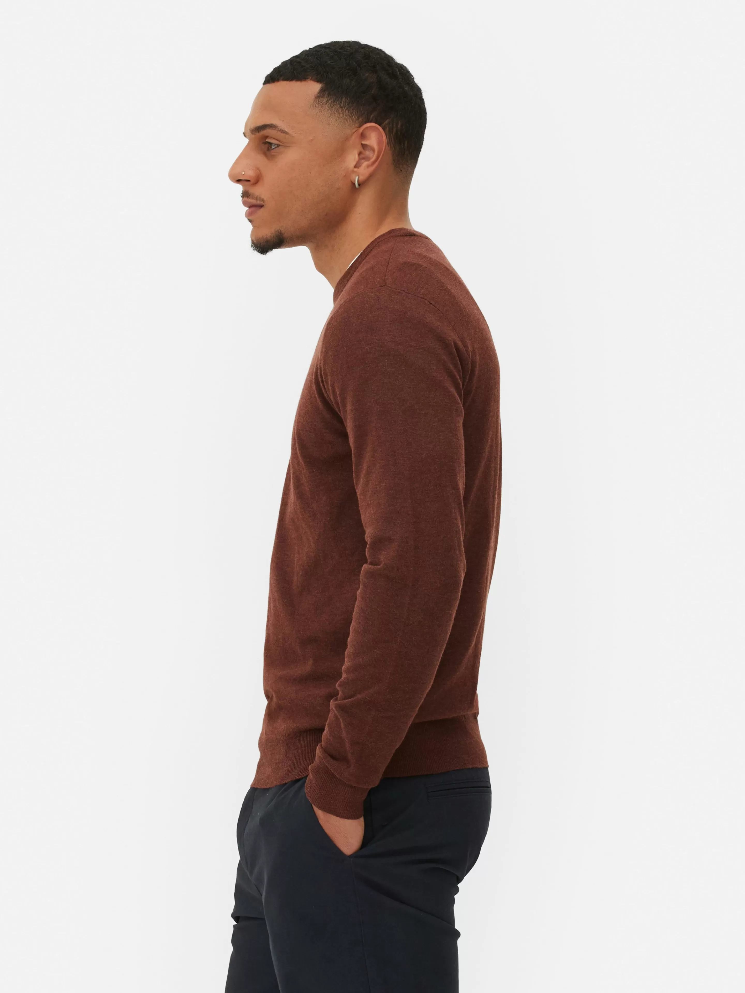 Maglia in Punto Leggero con Collo Tondo - Colore Borgogna, Linea Casual Primark