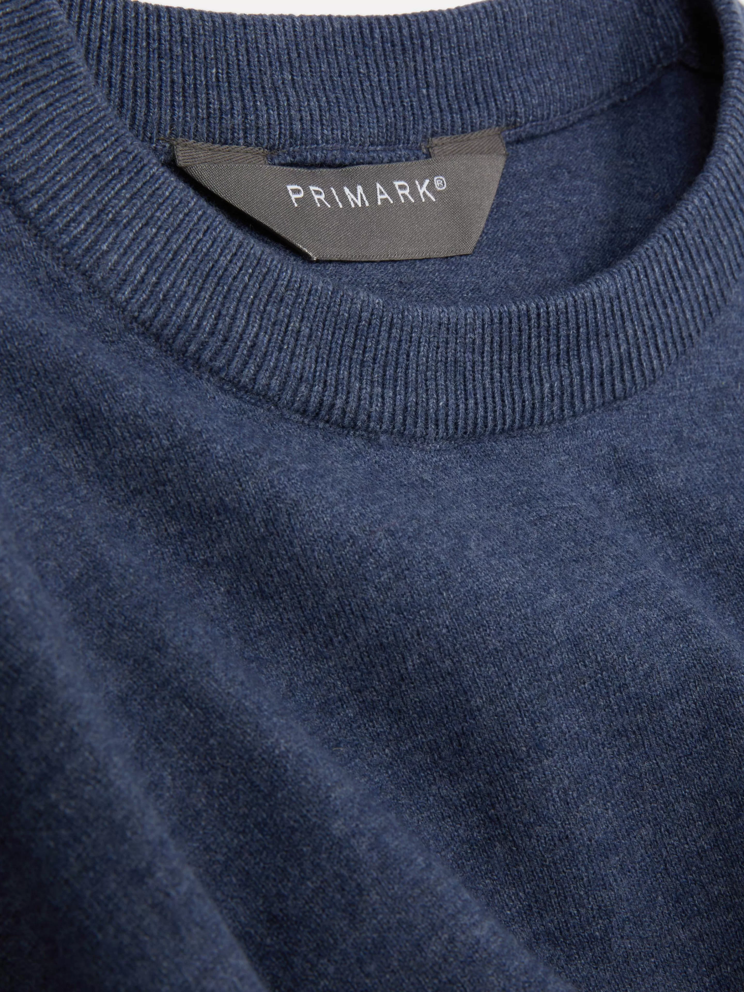 Primark Maglino in Maglia Leggera con Scollo Tondo - Blu Cielo Perfetto per Stilare Look Casual
