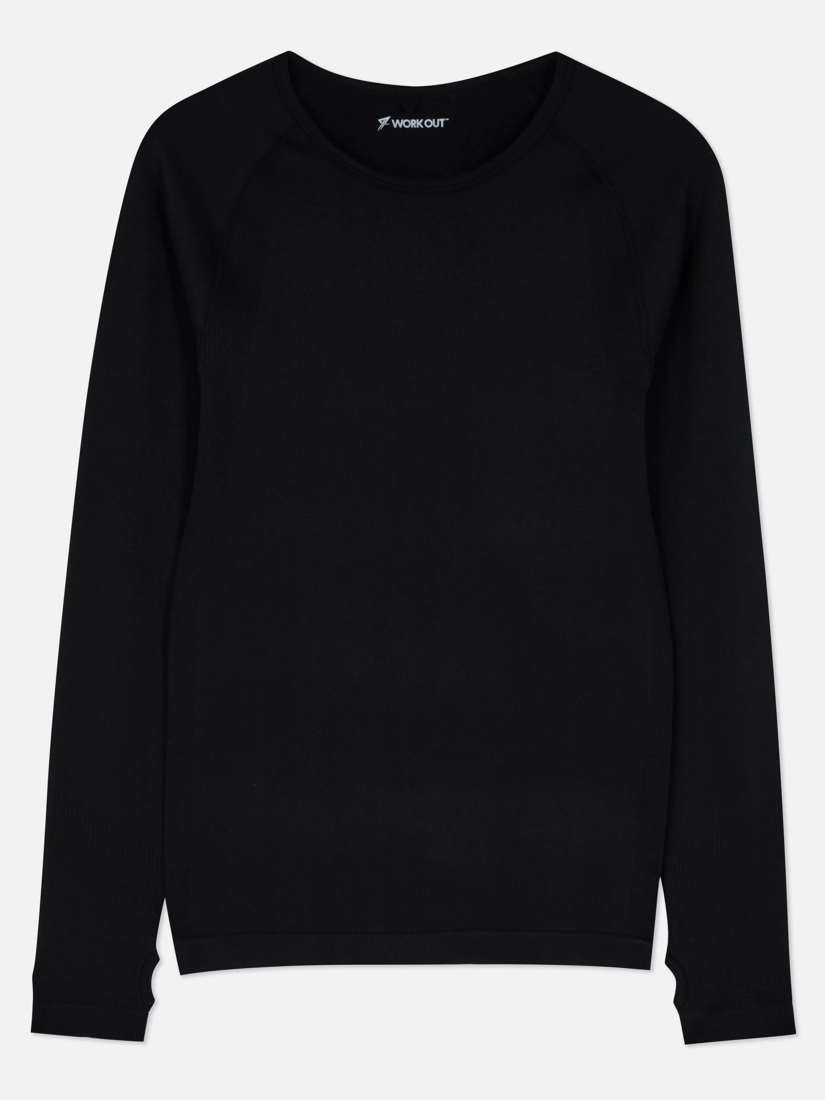 Maglia Sportiva Primark a Manica Lunga Senza Cuciture | Nero Unisex per Allenamento Comodo