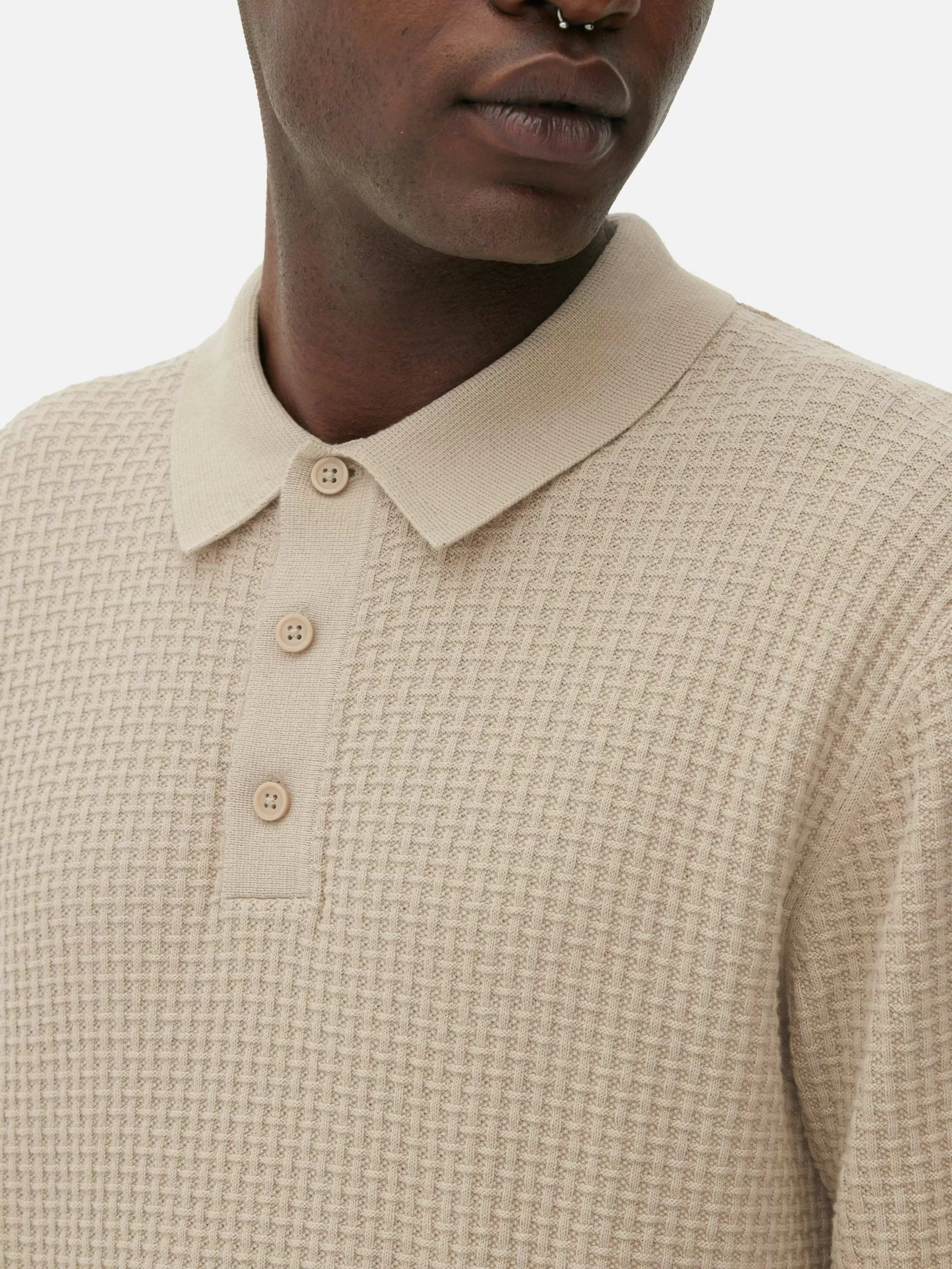 Maglioni e Cardigan in Punto Fantasia - Polo con Tessuto Strutturato Grigio Taupe di Primark Collection, Perfetti per Ogni Occasione
