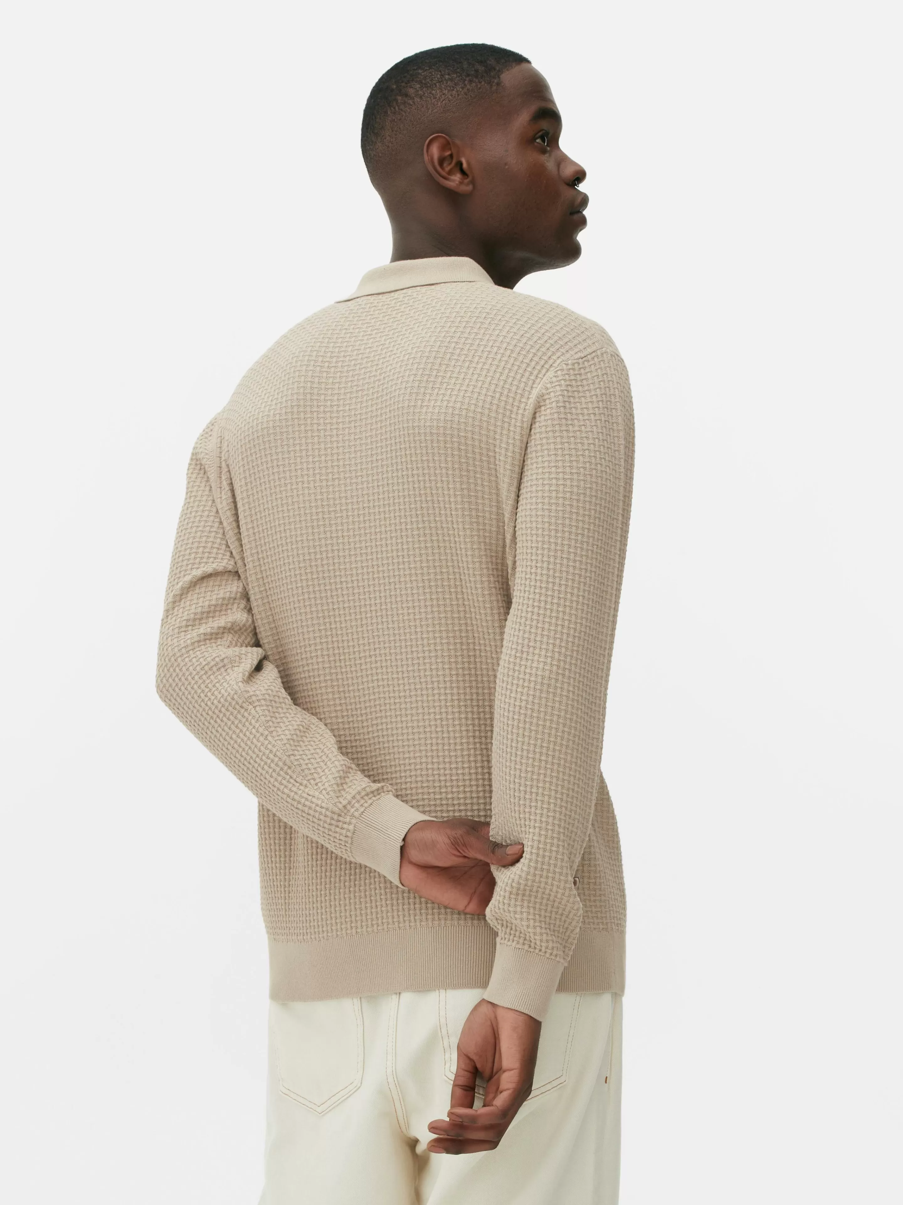 Maglioni e Cardigan in Punto Fantasia - Polo con Tessuto Strutturato Grigio Taupe di Primark Collection, Perfetti per Ogni Occasione