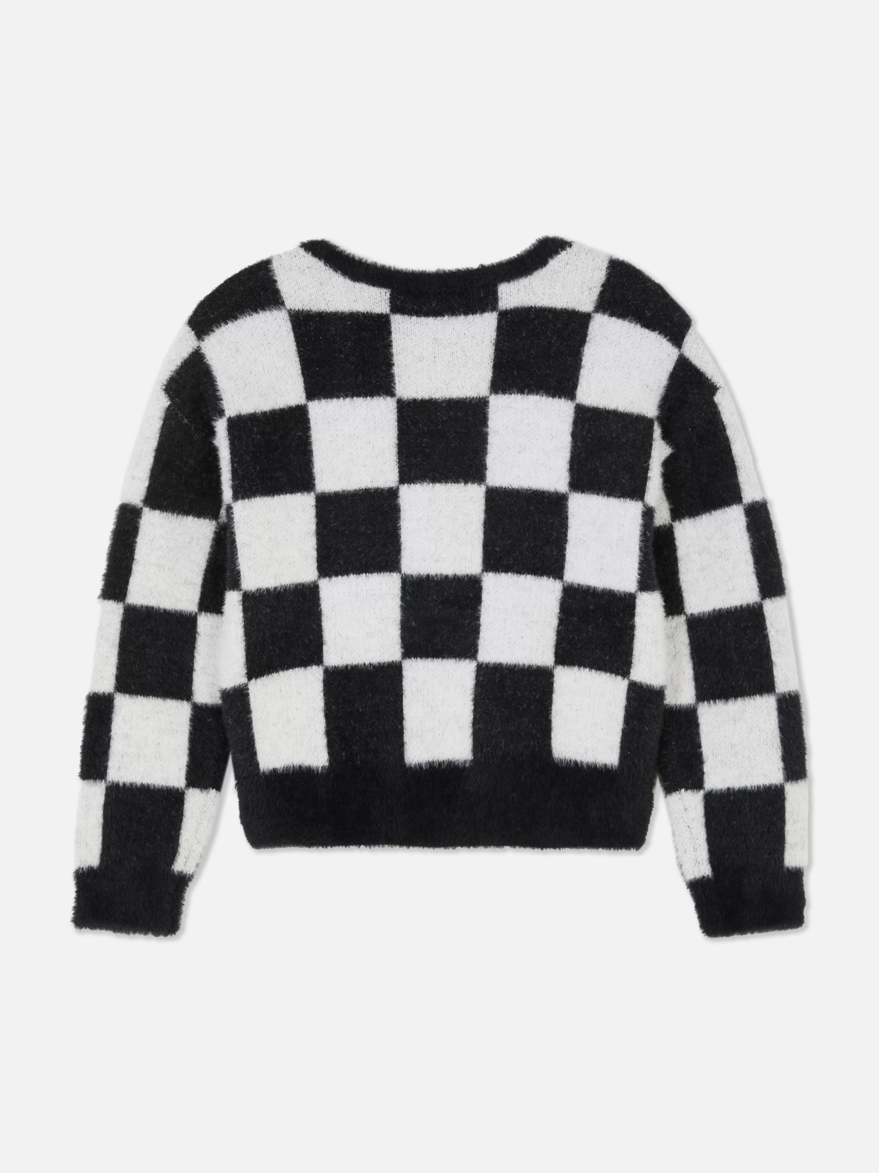 Primark Maglioncino a Quadri Beetlejuice - Nero e Bianco con Giacchina Coordinata in Maglia Morbida
