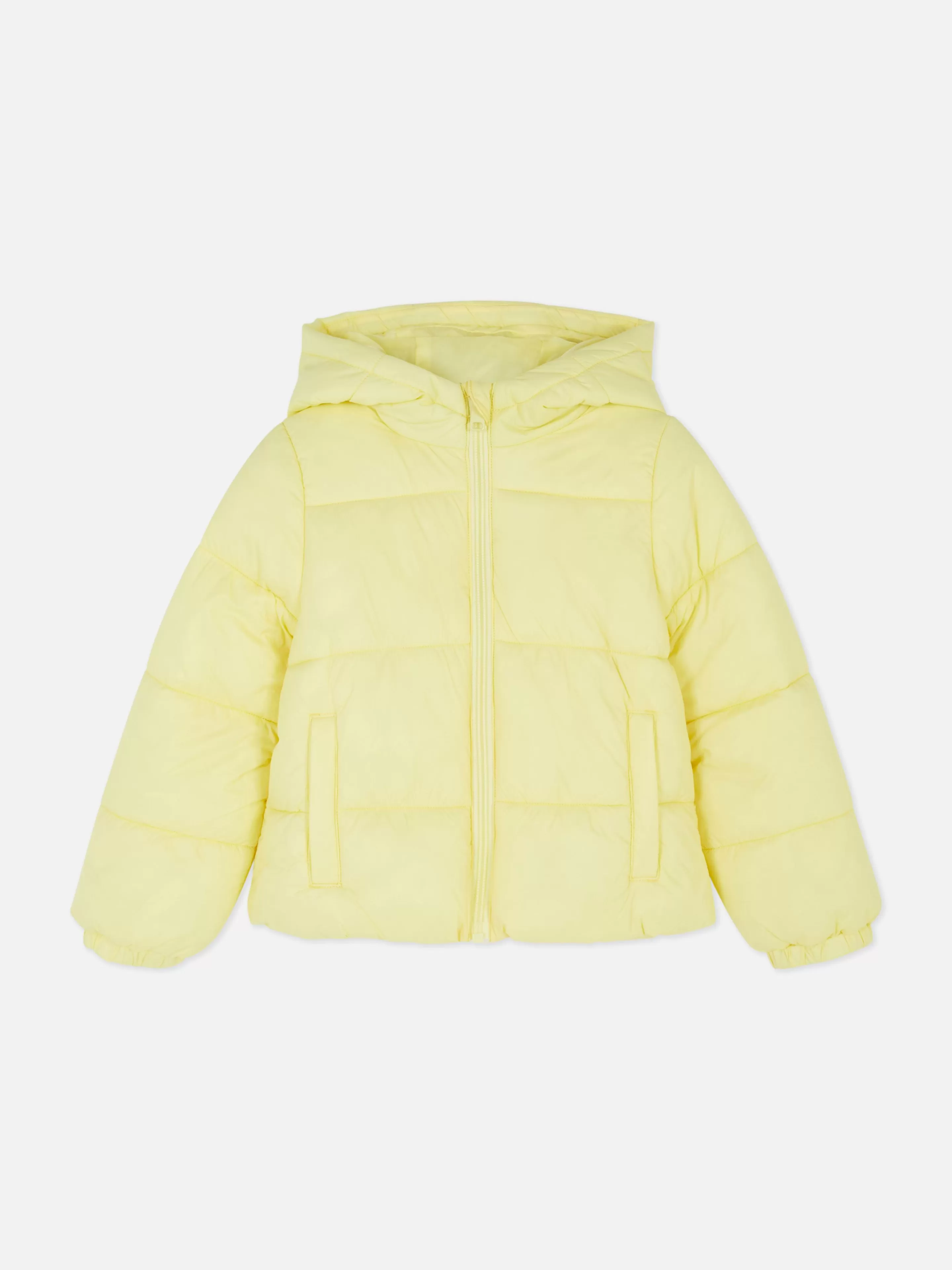 Primark Giubbotto Morbido Invernale con Cappuccio - Giacca Imbottita Giallo Senza Tempo