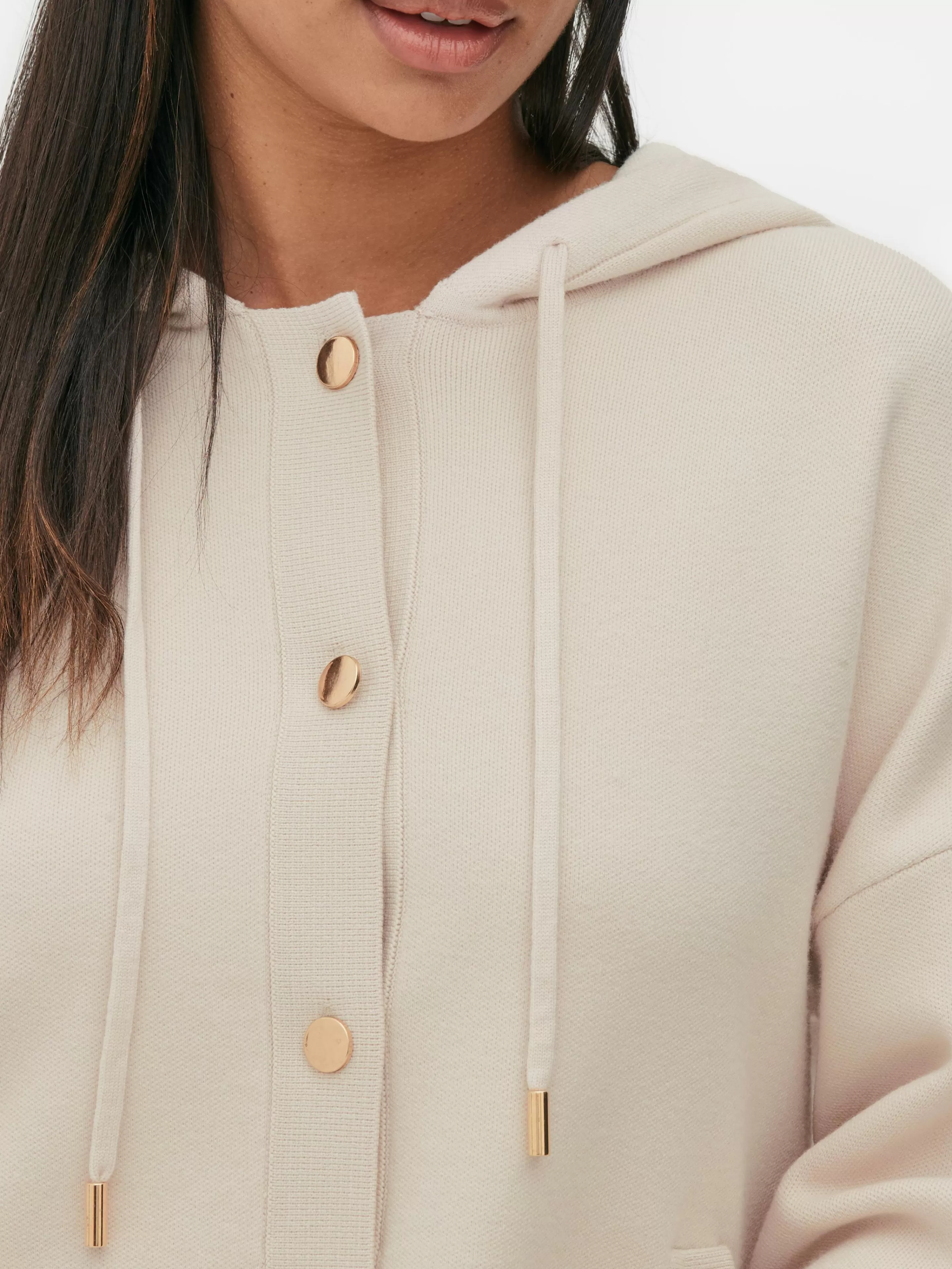 Primark Giacca Bomber con Cappuccio in Maglia Grigio Pietra, Stile Casual con Tasche Laterali