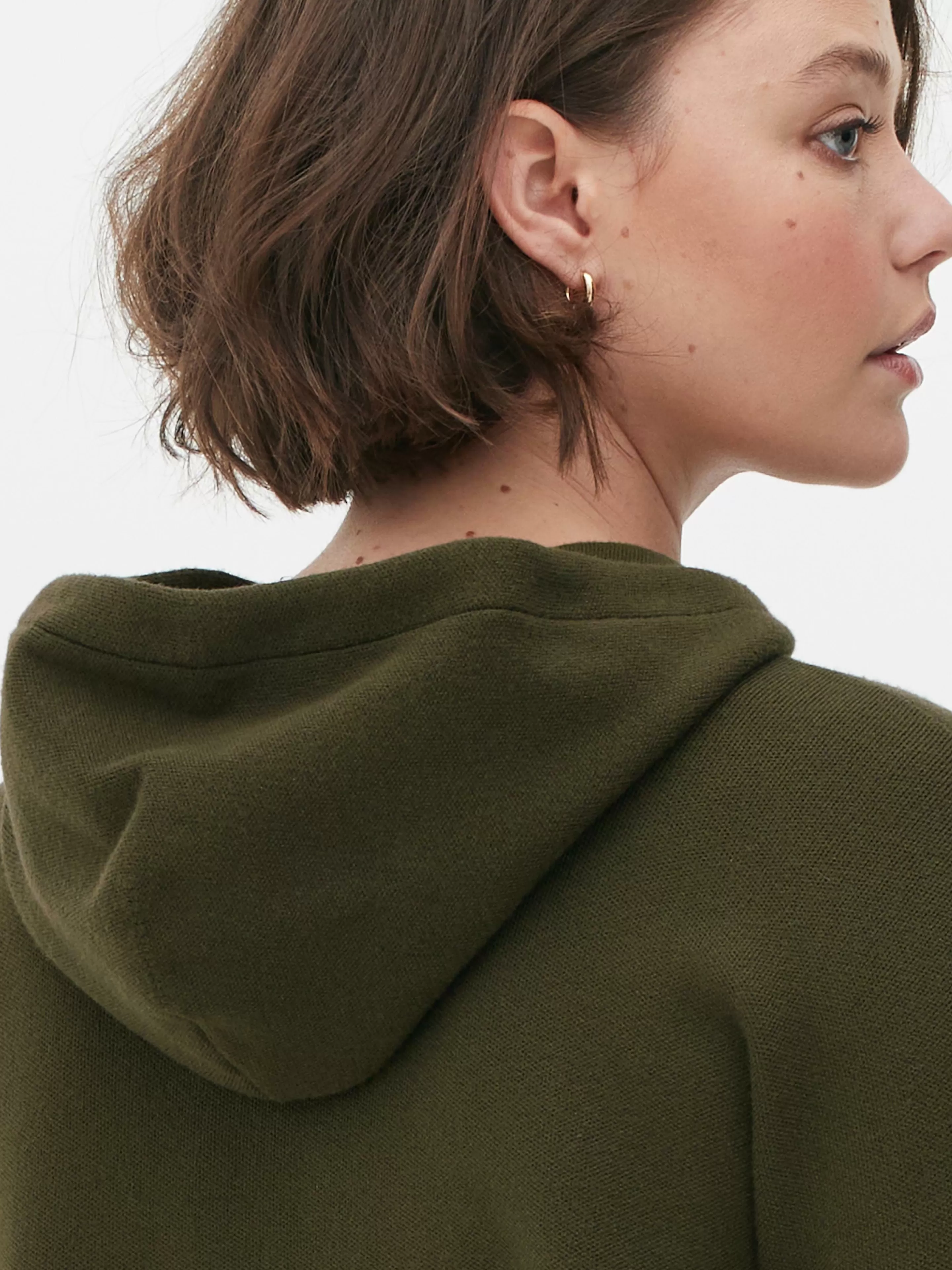 Primark Giubbotto Bomber con Cappuccio in Maglia Color Cachi - Stile Casual e Confortevole