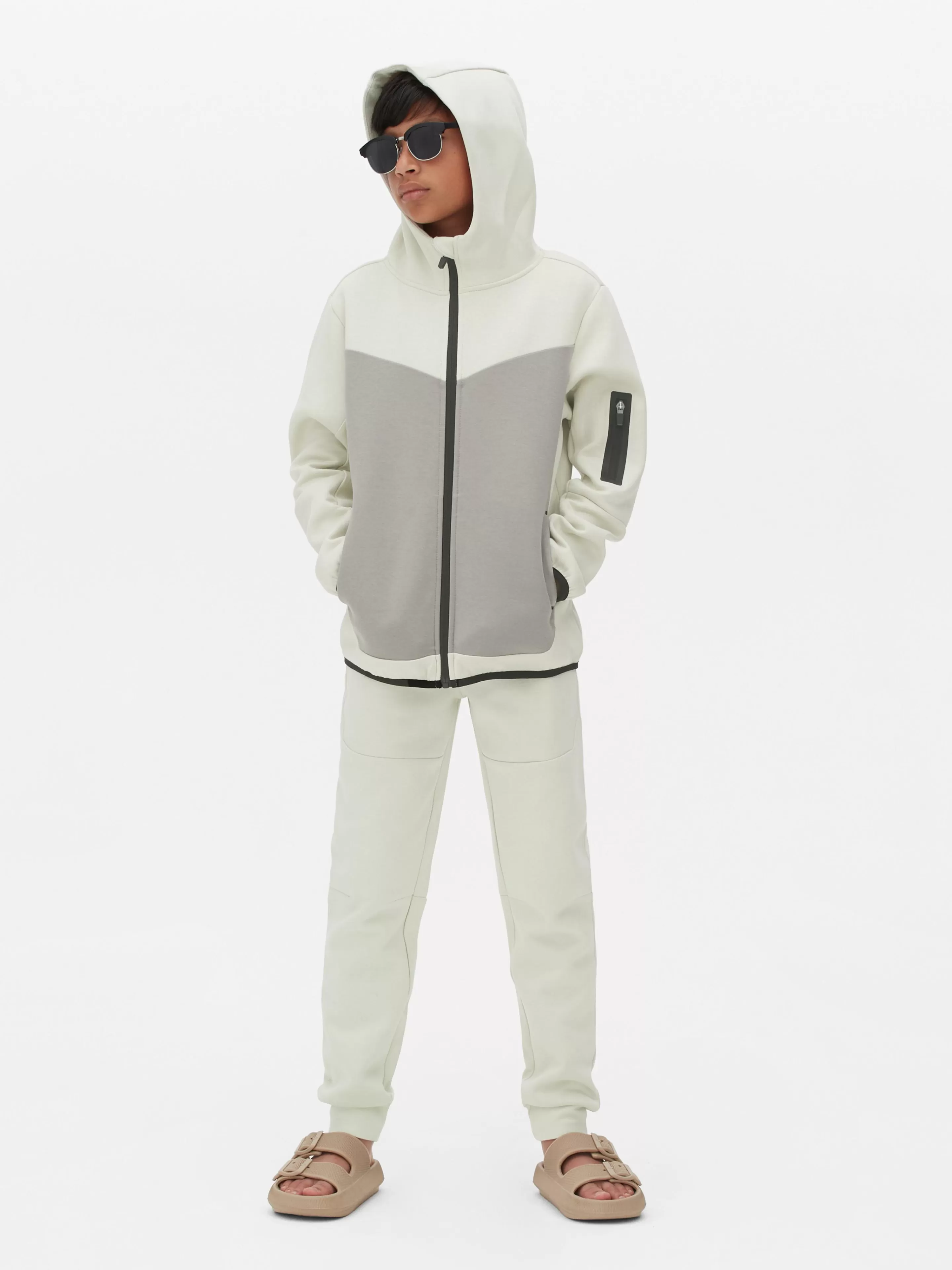 Completo Coordinato Primark: Casacche con Zip Essential con Cappuccio Regolabile - Grigio Pietra - Versione con o Senza Cappuccio