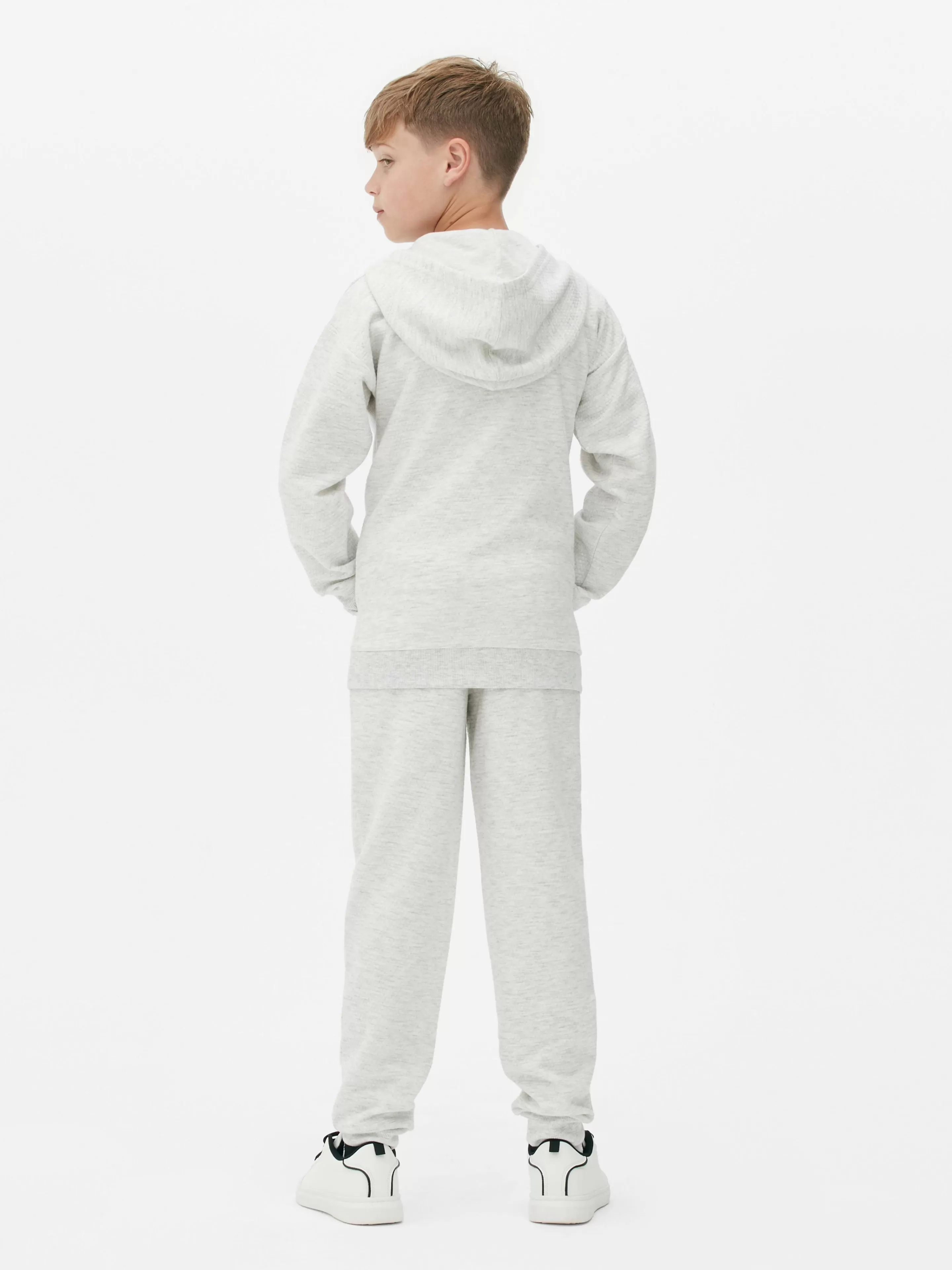 Primark Felpa con Zip a Righe Grigio Scuro - Cappuccio Regolabile per Ragazzi, Tessuto Morbido e Pratico