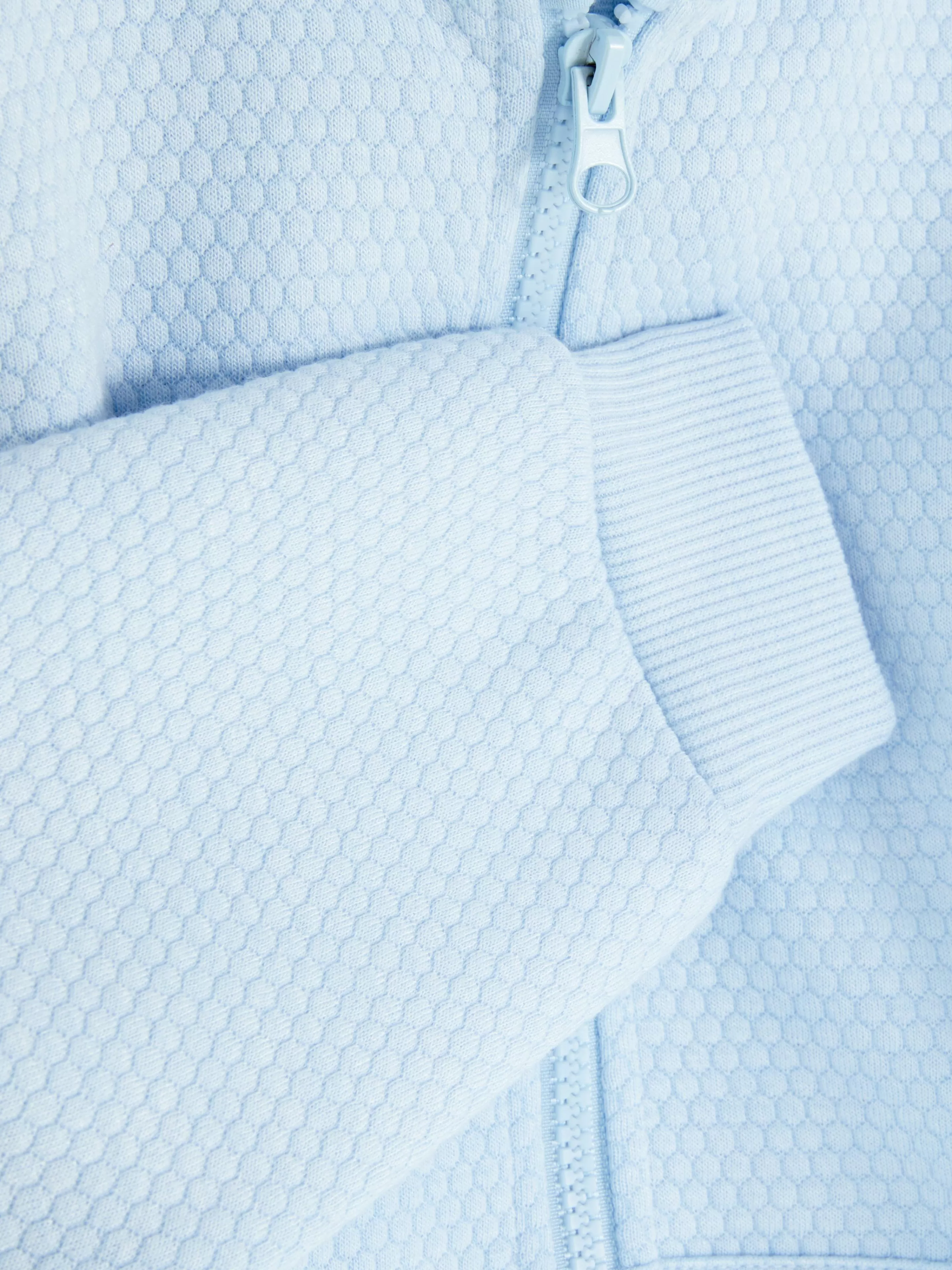 Primark - Felpa Unisex Con Cappuccio Zip Texturizzata, Blu - Con o Senza Cappuccio