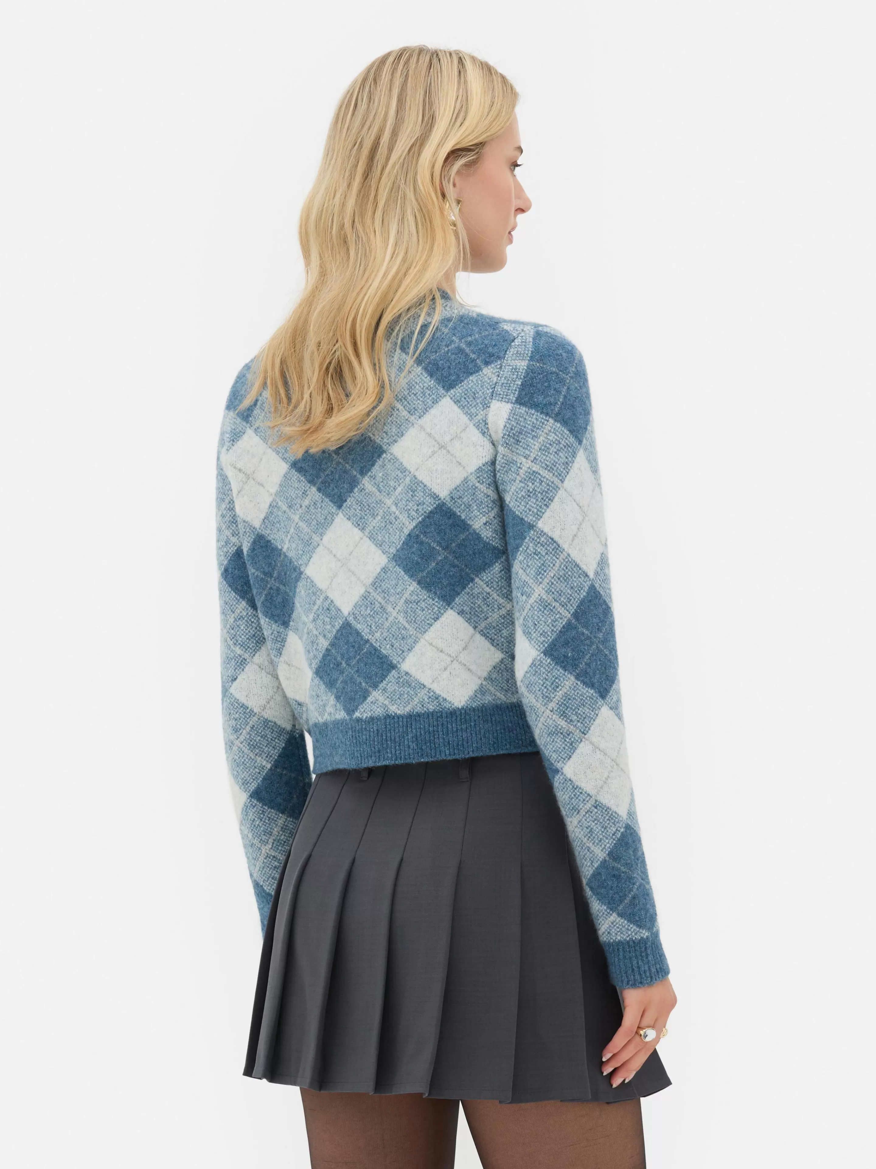 Maglioni e Giacche Invernali Coordinati | Set a Maglia con Motivo Argyle di Rita Ora per Primark | Blu Acciaio