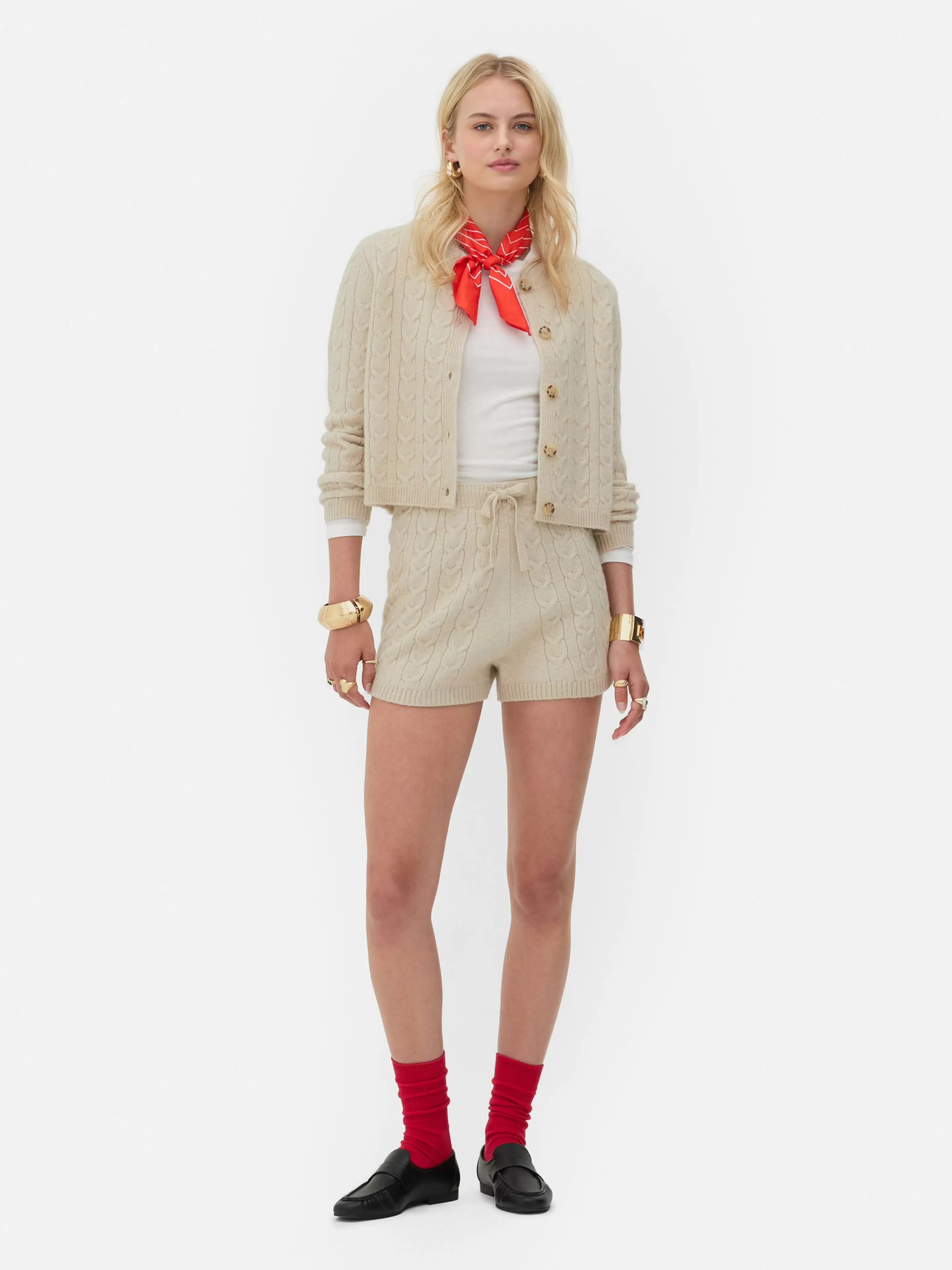 Primark Giaccone Invernale Maglia Intrecciata di Rita Ora - Beige, Stile Confortevole per la Stagione Fredda