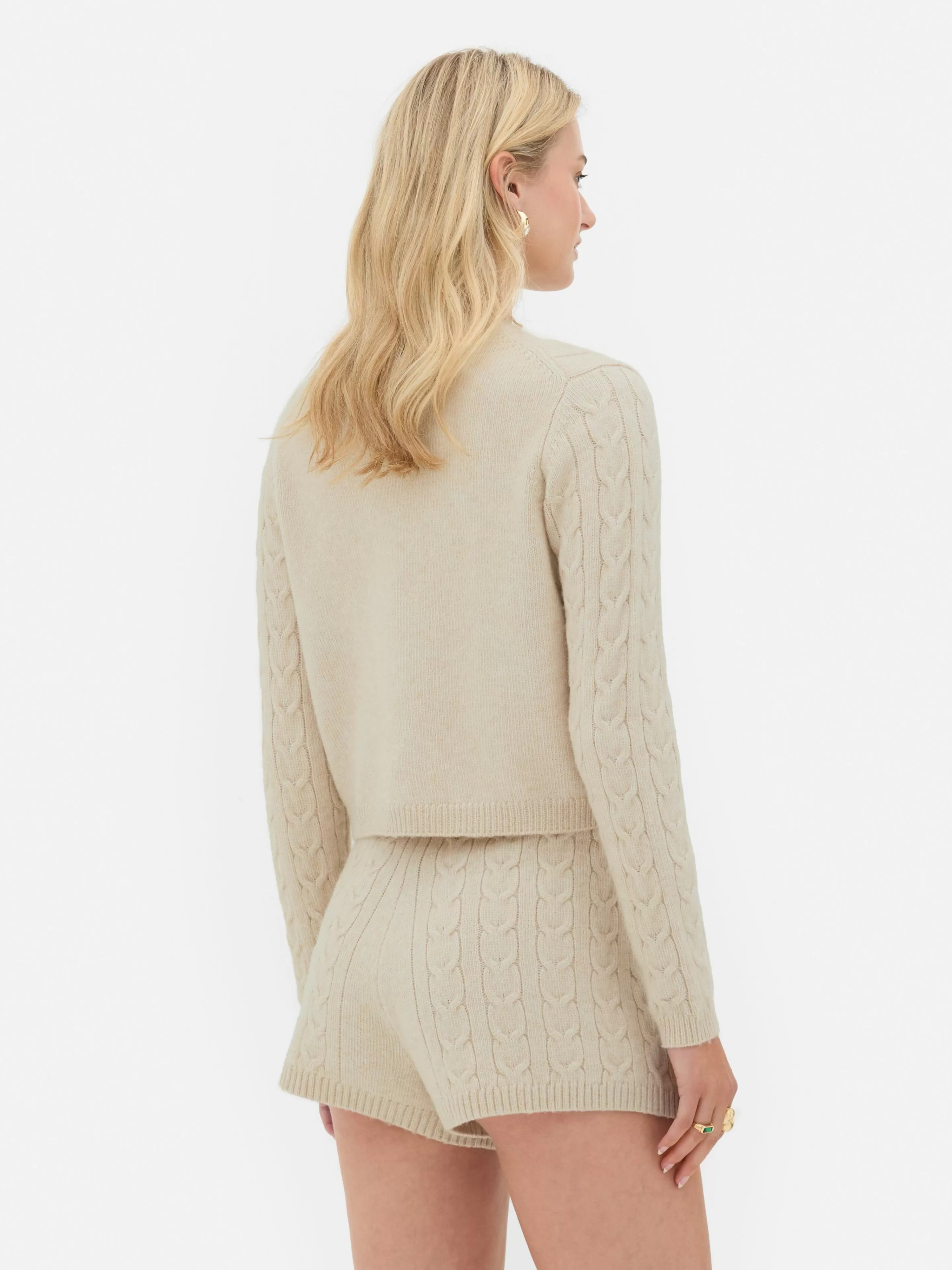 Primark Giaccone Invernale Maglia Intrecciata di Rita Ora - Beige, Stile Confortevole per la Stagione Fredda