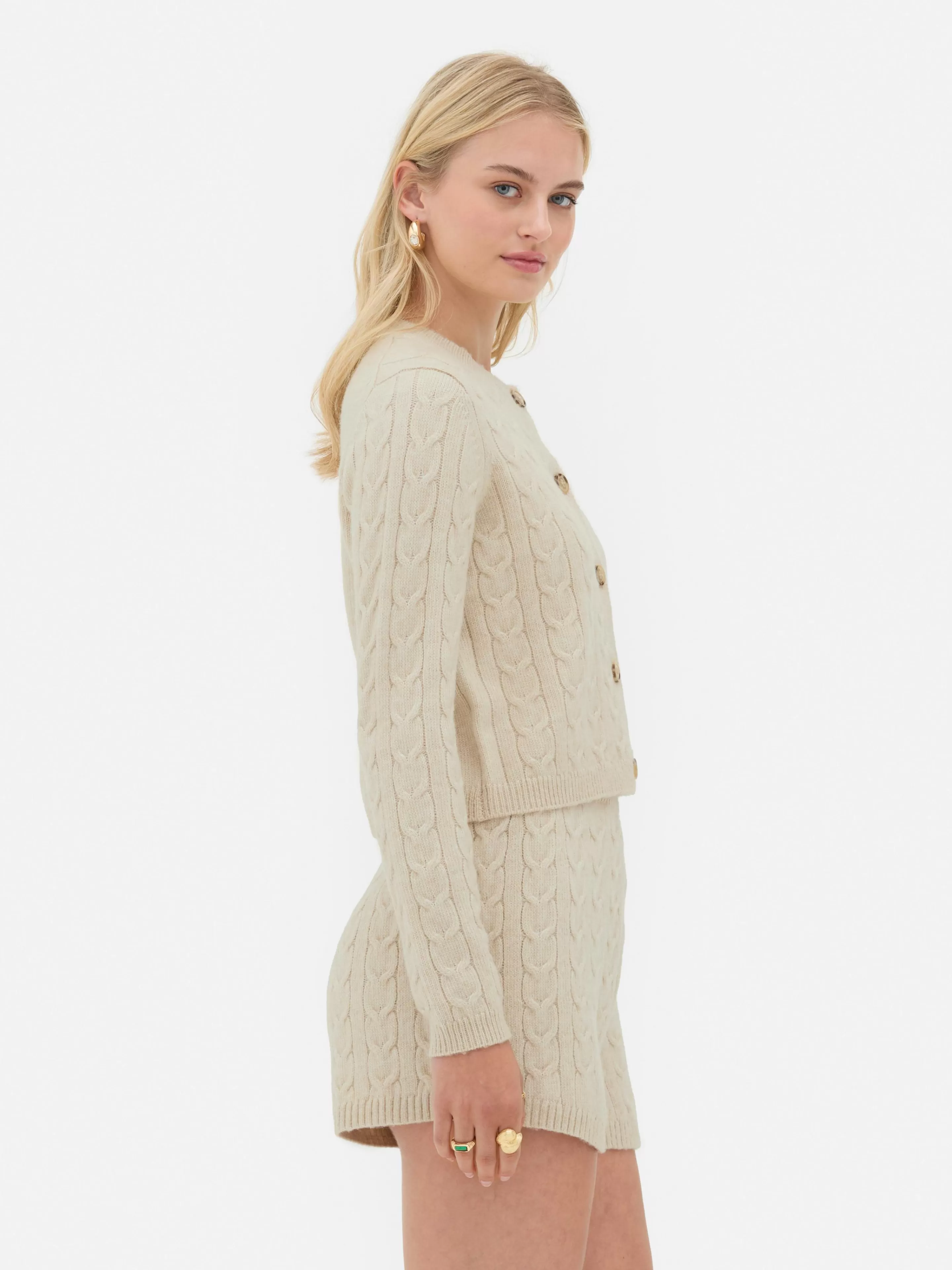 Primark Giaccone Invernale Maglia Intrecciata di Rita Ora - Beige, Stile Confortevole per la Stagione Fredda