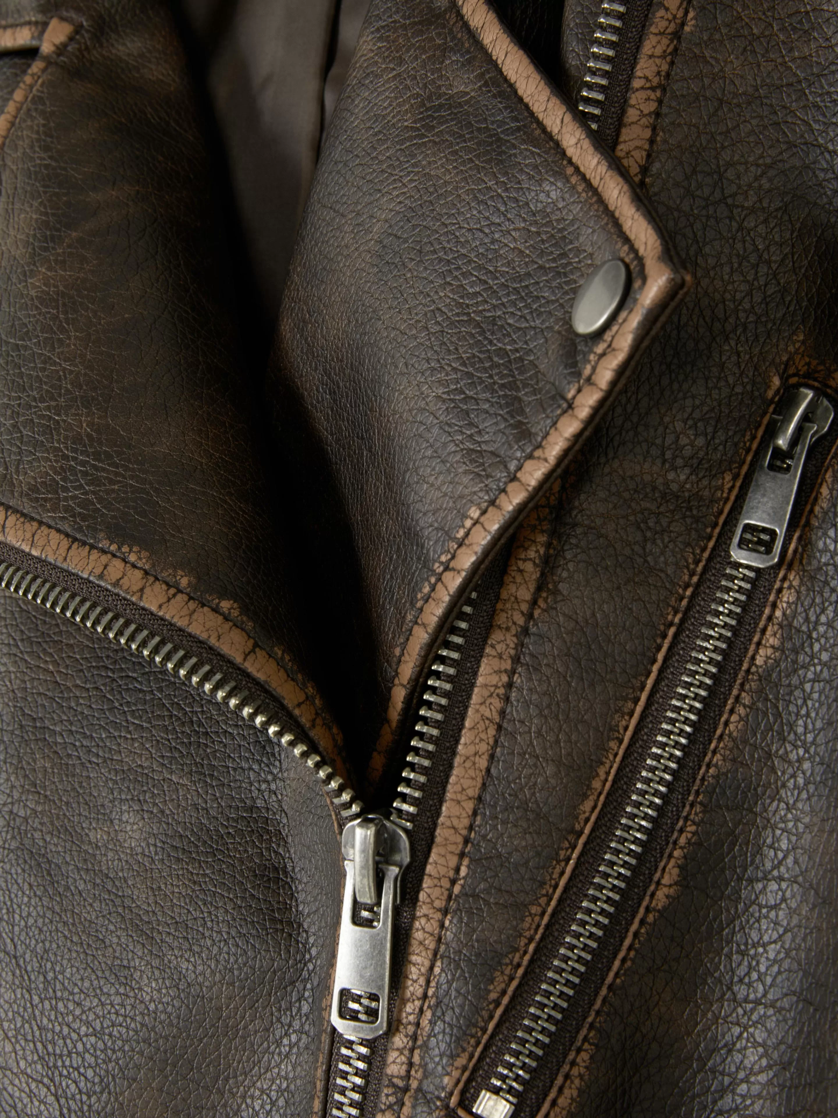 Giubbotto Motociclista Sfumato Taglia Grande Marrone - Stile Vintage Autunno/Inverno by Primark
