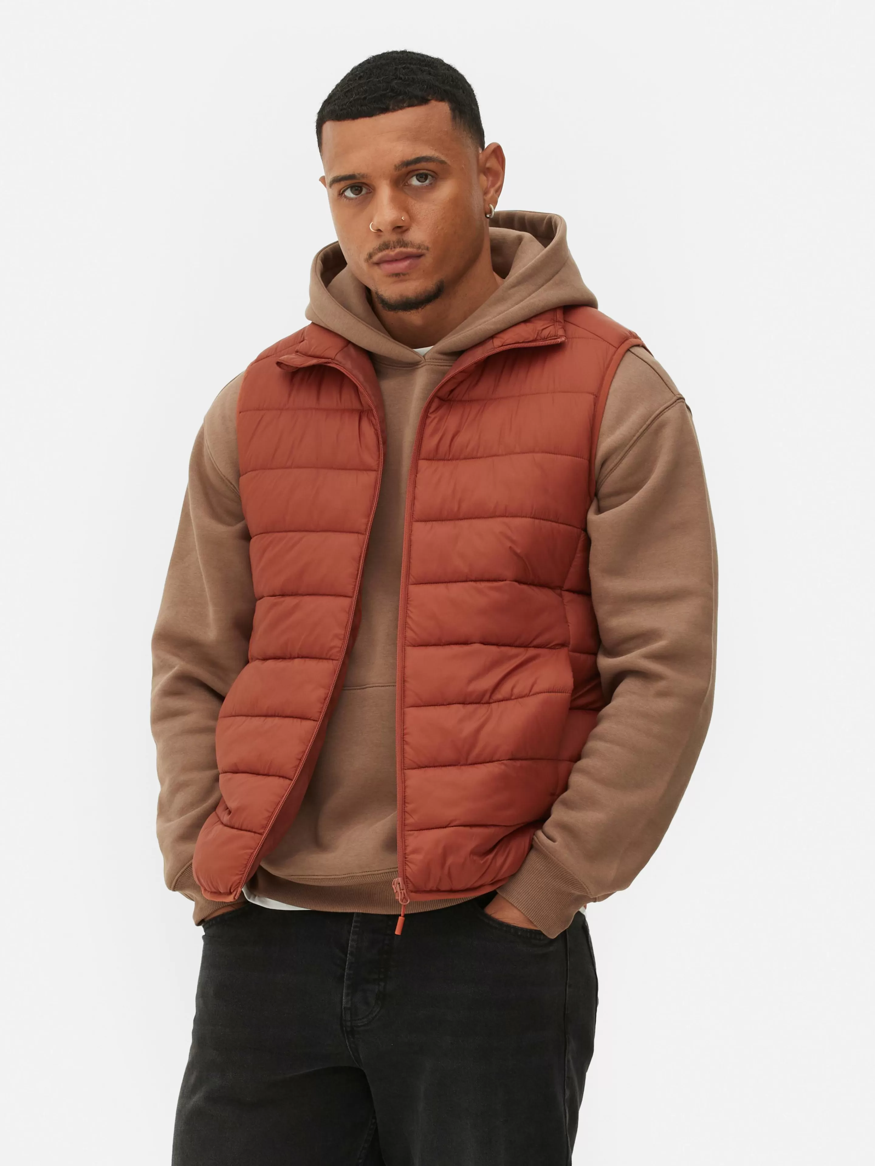 Gilet Trapuntato Primark con Cerniera, Arancione Tostato - Caldo e Stiloso per l'Inverno