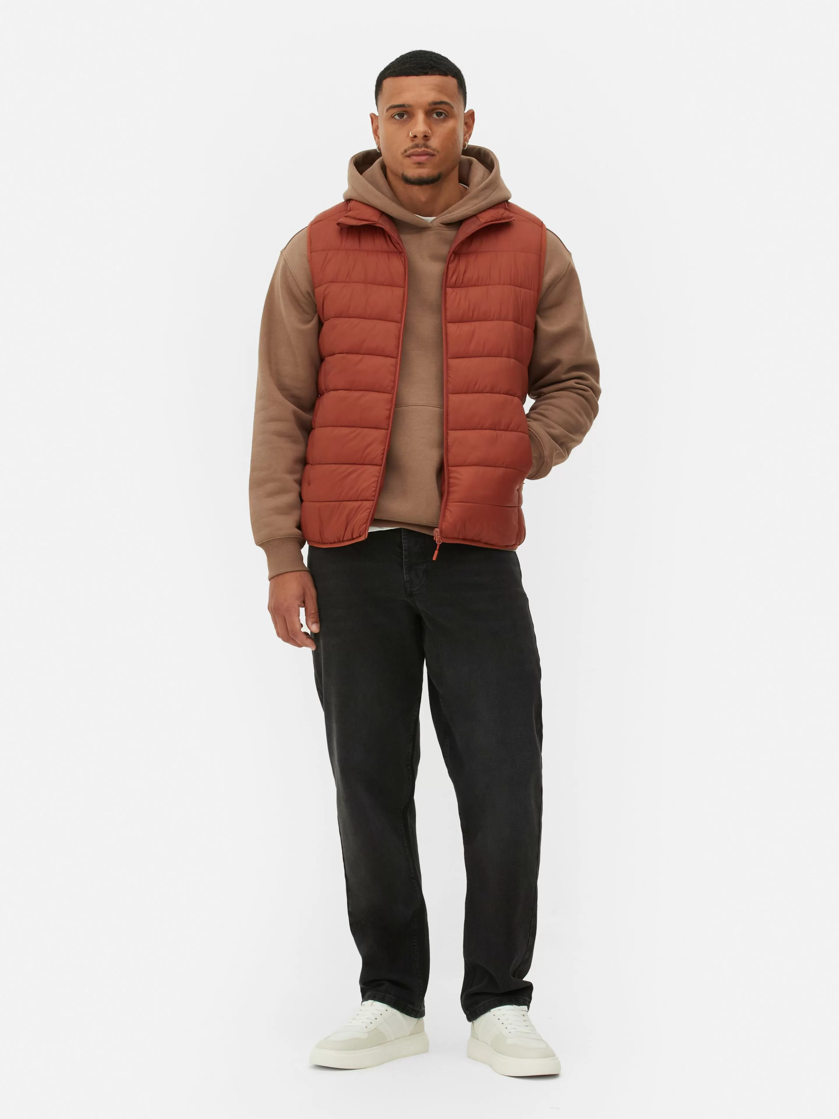 Gilet Trapuntato Primark con Cerniera, Arancione Tostato - Caldo e Stiloso per l'Inverno