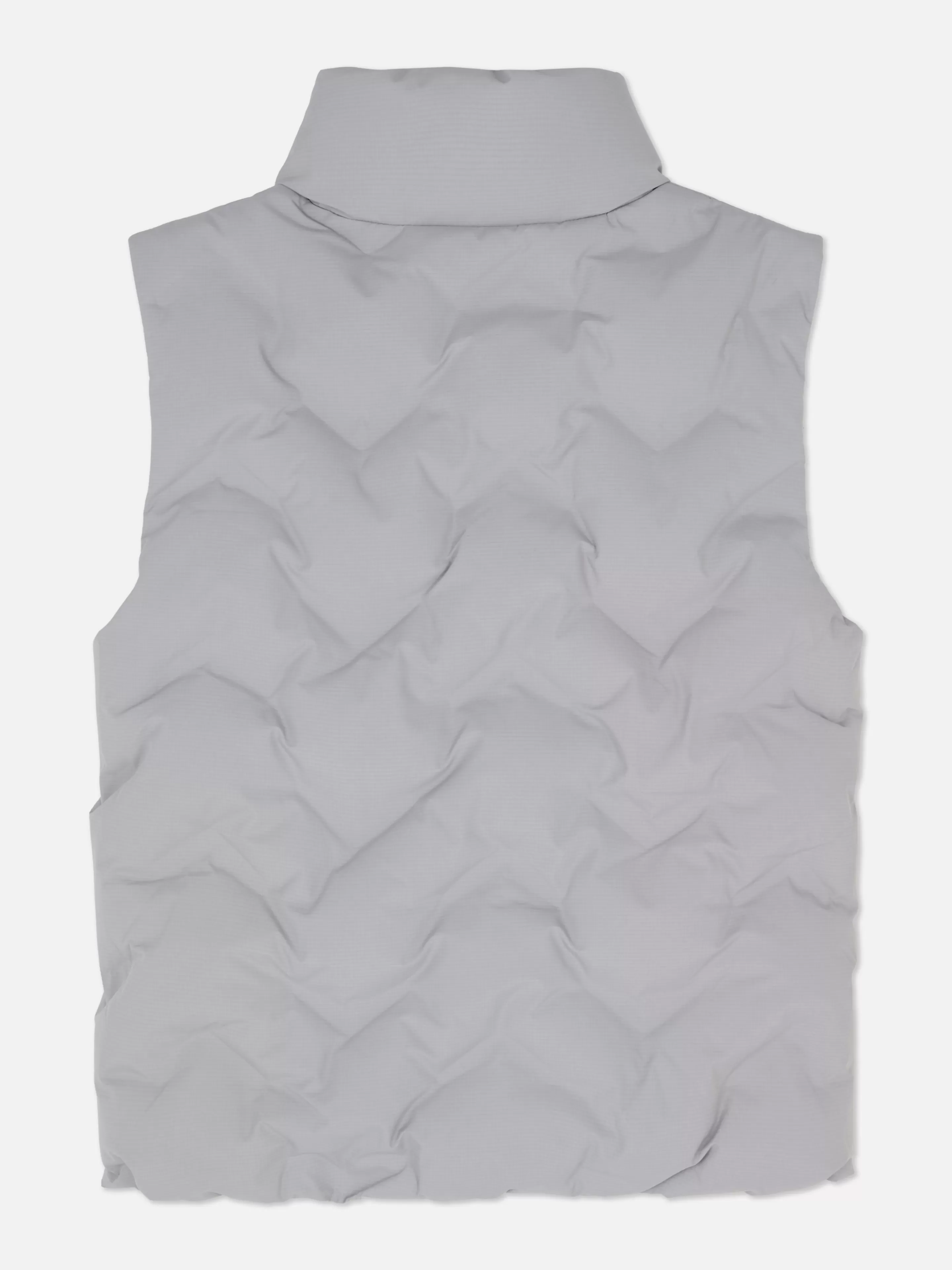 Primark - Gilet Imbattuto con Zip in Piumino, Grigio Grafite per Look Casual