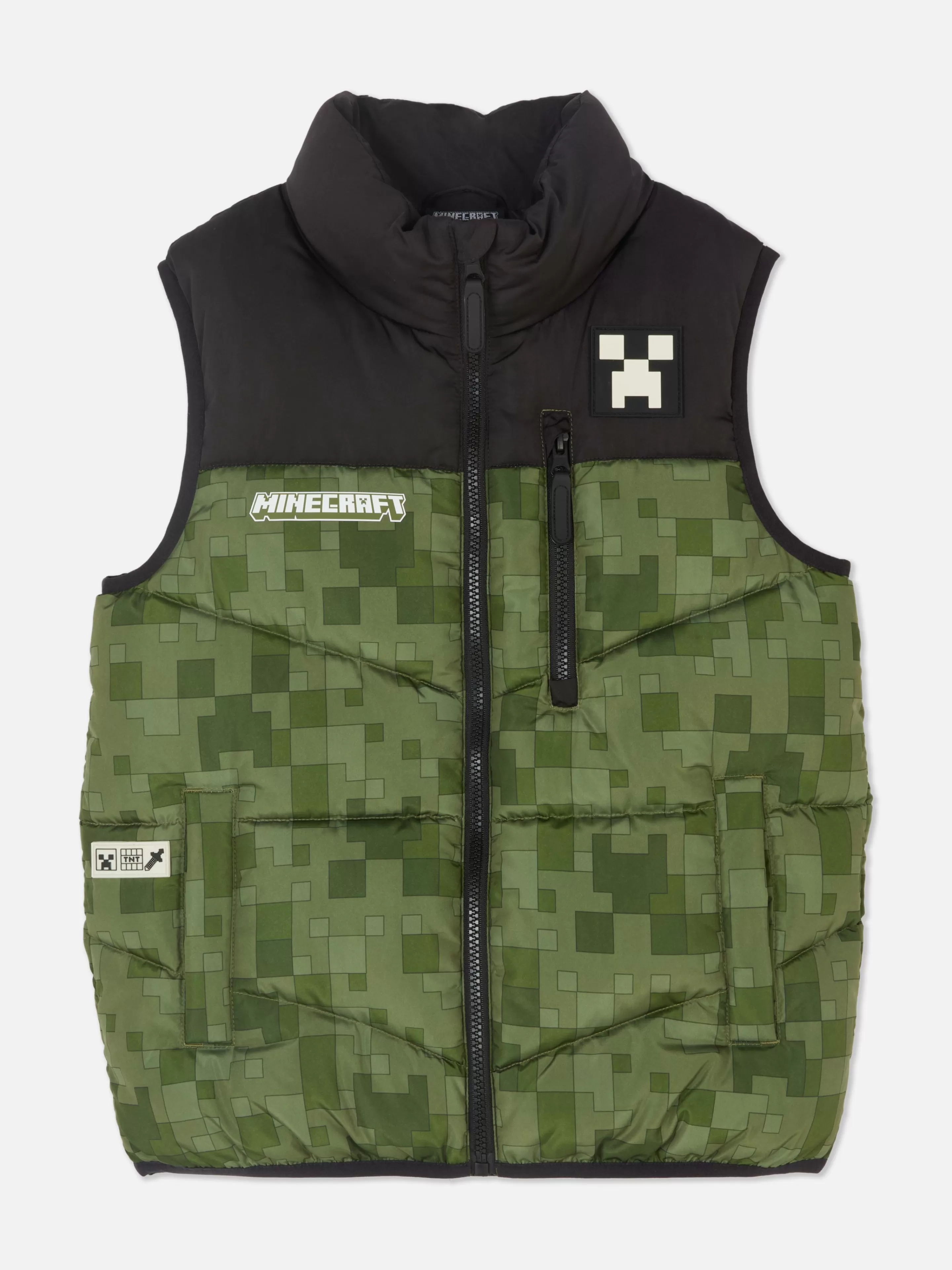 Giubbotto Imbottito Minecraft con Zip Frontale - Primark Collezione Autunno Stile Urbano - Tonalità Cachi Unisex