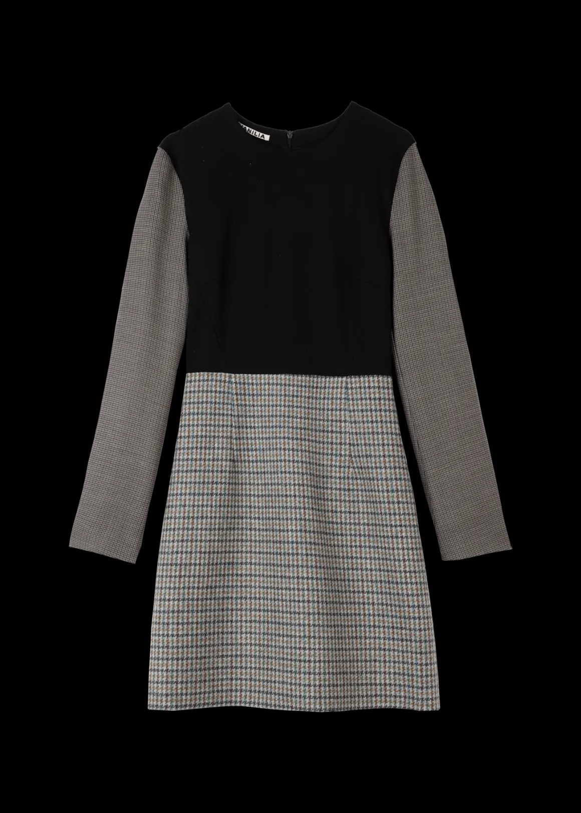 Vanilia Vestito Elegante con Inserti a Contrasto - Nero, Stilizzato per un Look Moderno e Versatile 

（：，