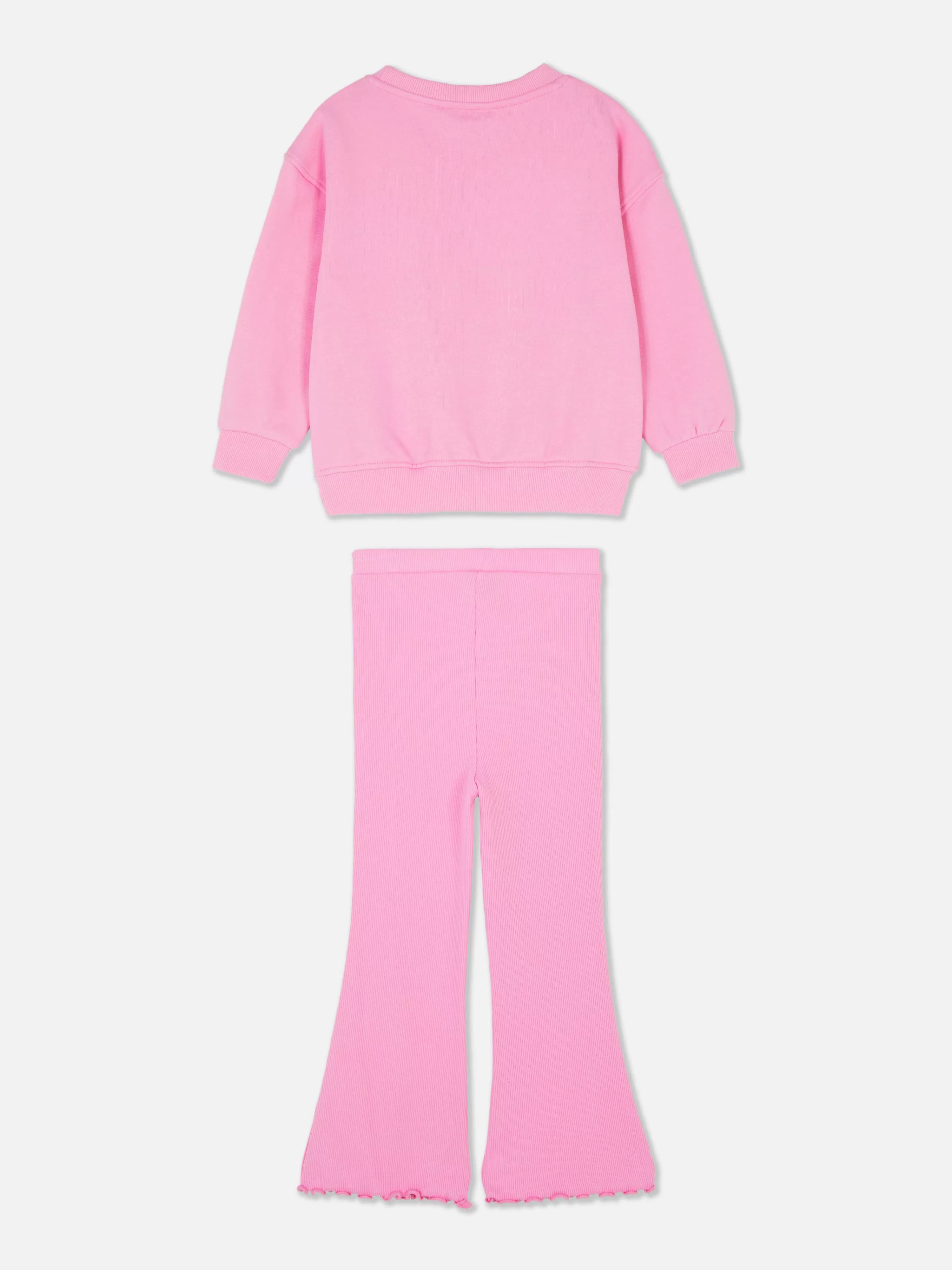 Primark Completo Coordinato Primavera: Maglione Morbido con Legging Svasato Rosa Chiaro