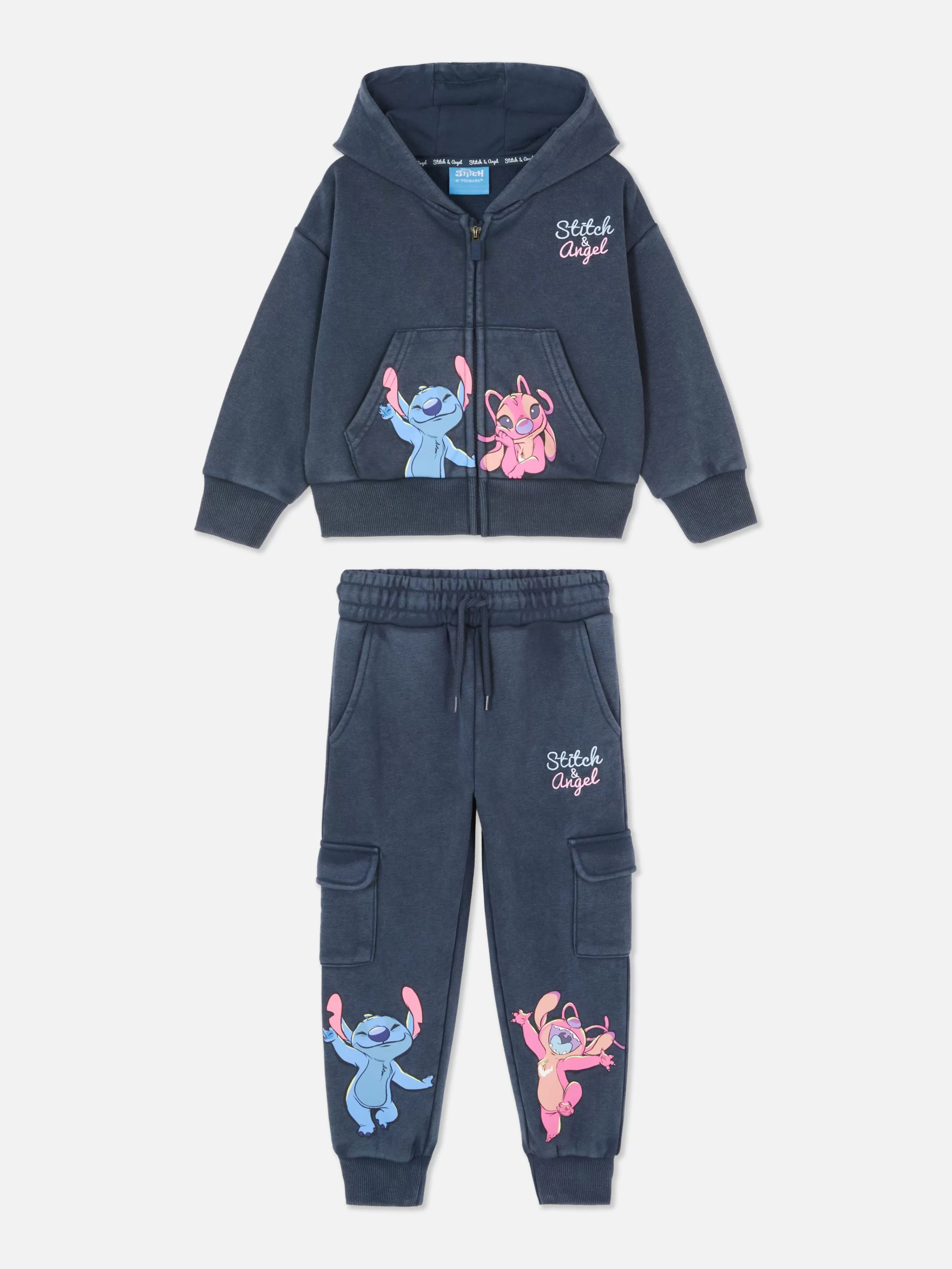 Completo Sportivo Disney Stitch in Felpa Grigio Antracite - Cappuccio e Pantaloni Coordinati Primark per Stile Casual e Comfort Ottimale