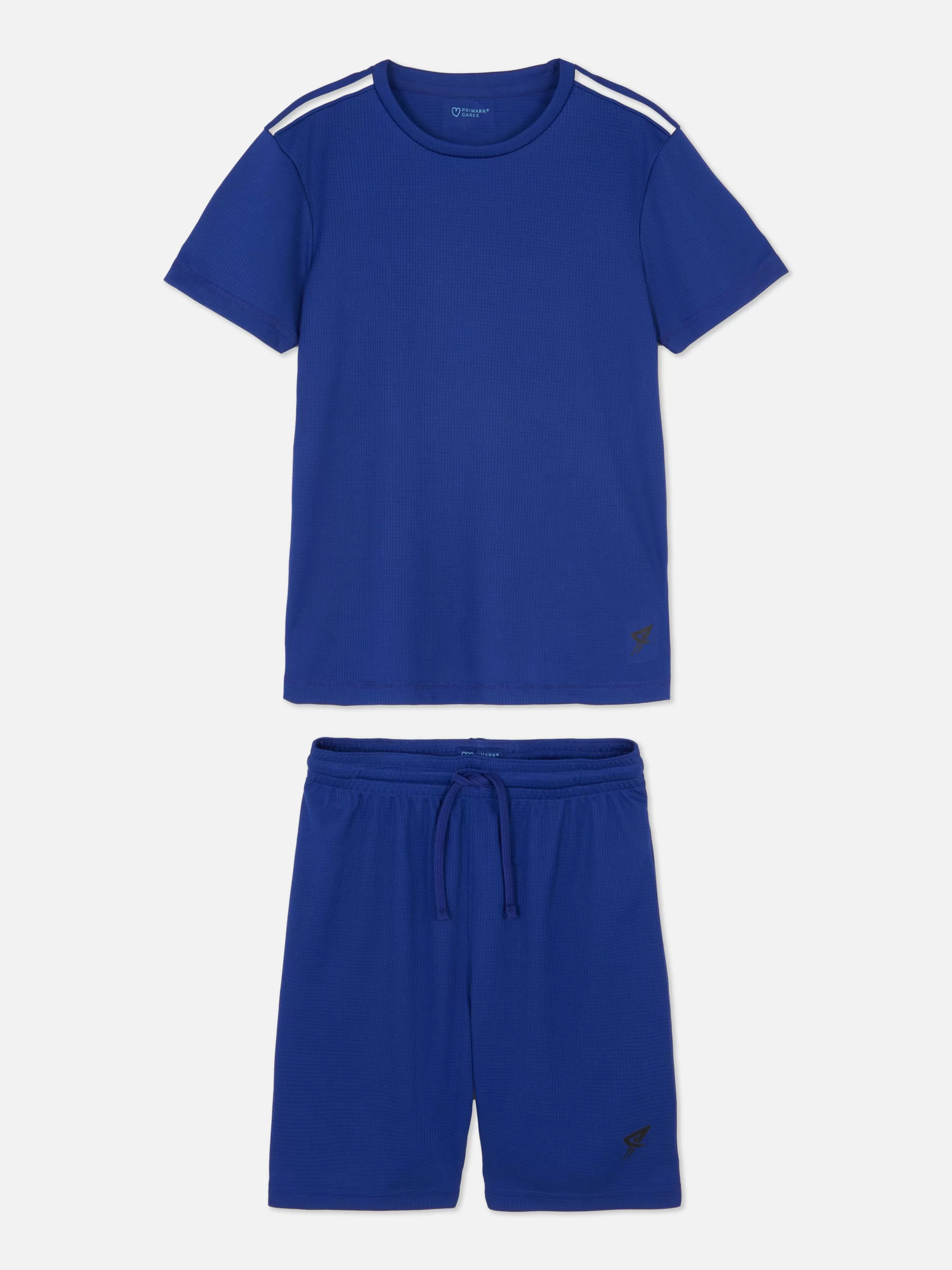 Primark - Completo Sportivo Coordinato T-Shirt & Shorts in Tinta Unita Blu | Abbigliamento Fitness Comodo per Allenamento 

(：，